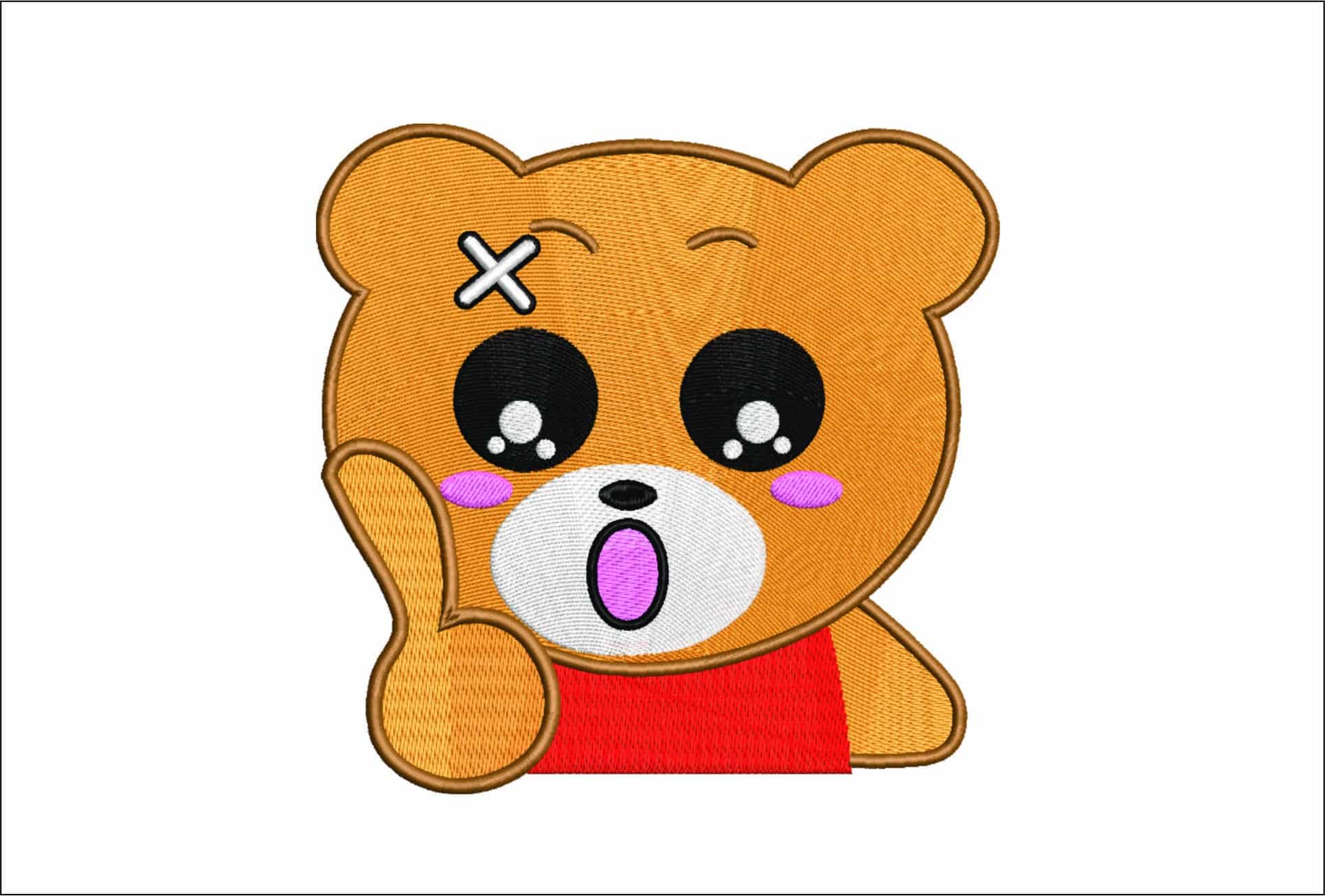 Shocked Teddy Bear- Elegant embroidery design file - instant download