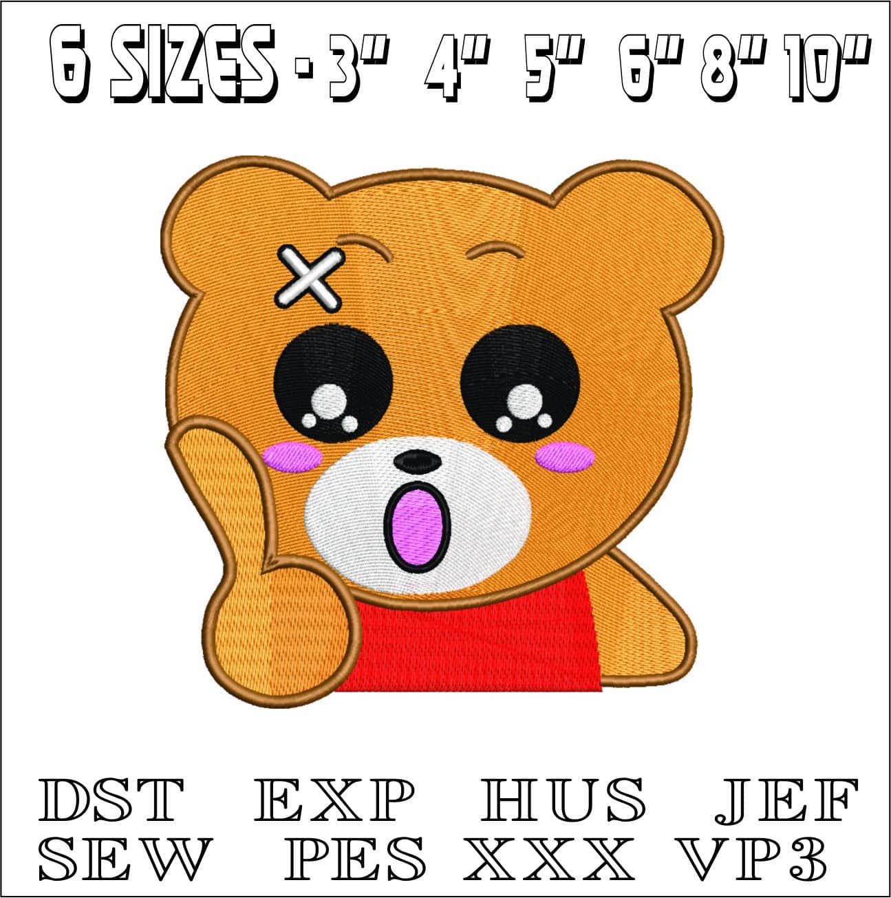 Shocked Teddy Bear- Elegant embroidery design file - instant download — view 2
