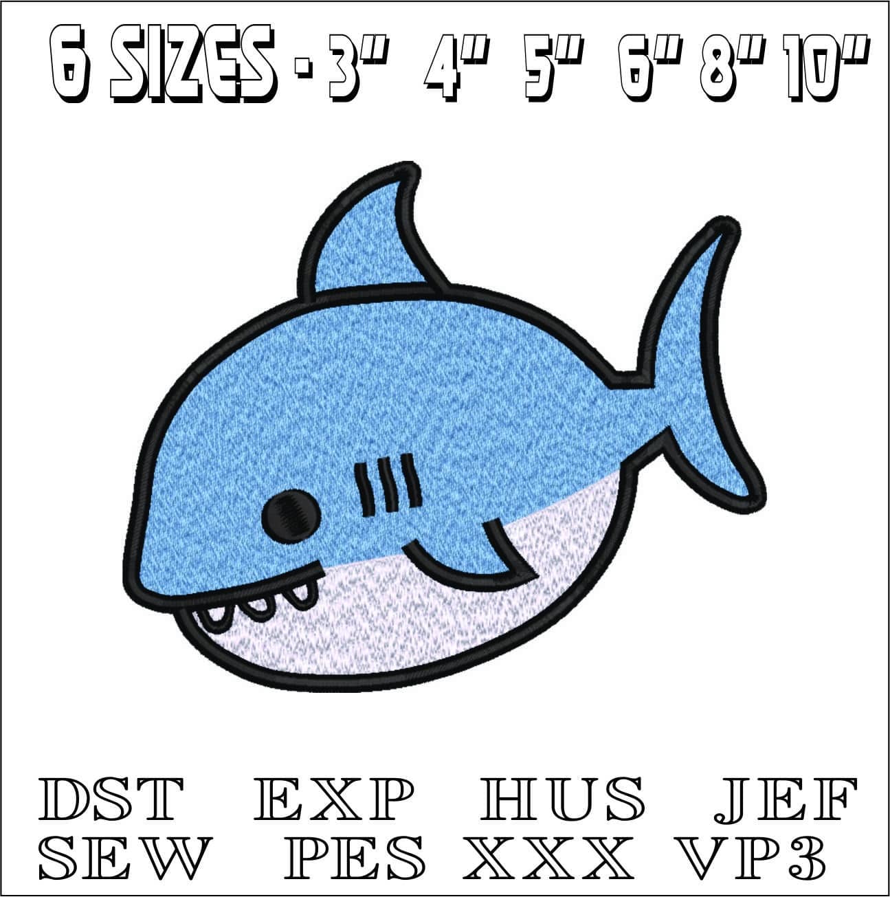 Shark Children- Elegant embroidery design file - instant download — view 2