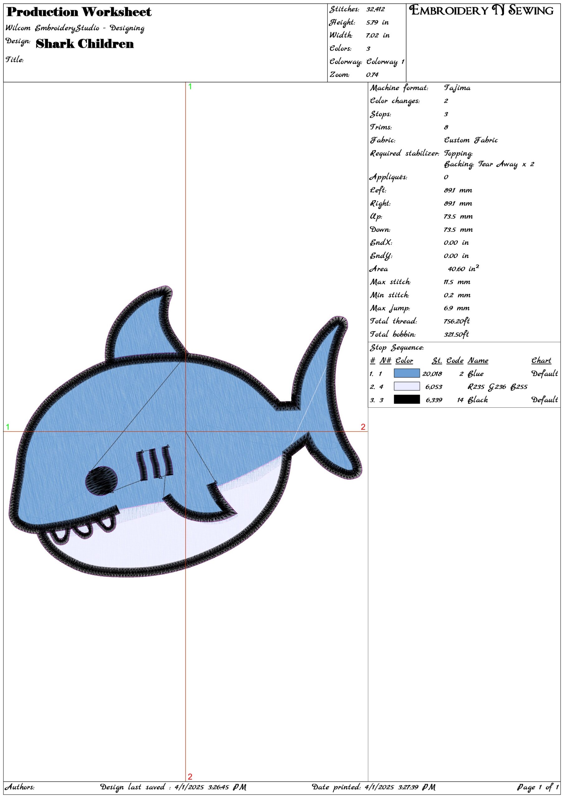 Shark Children- Elegant embroidery design file - instant download — view 3