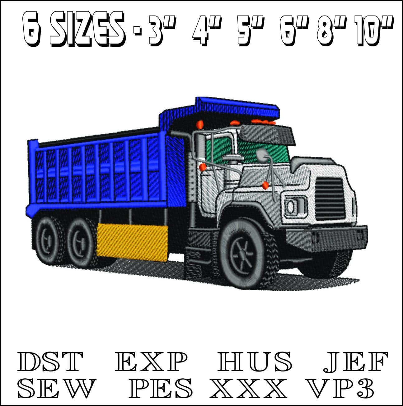 Side Heavy Truck- Elegant embroidery design file - instant download — view 2