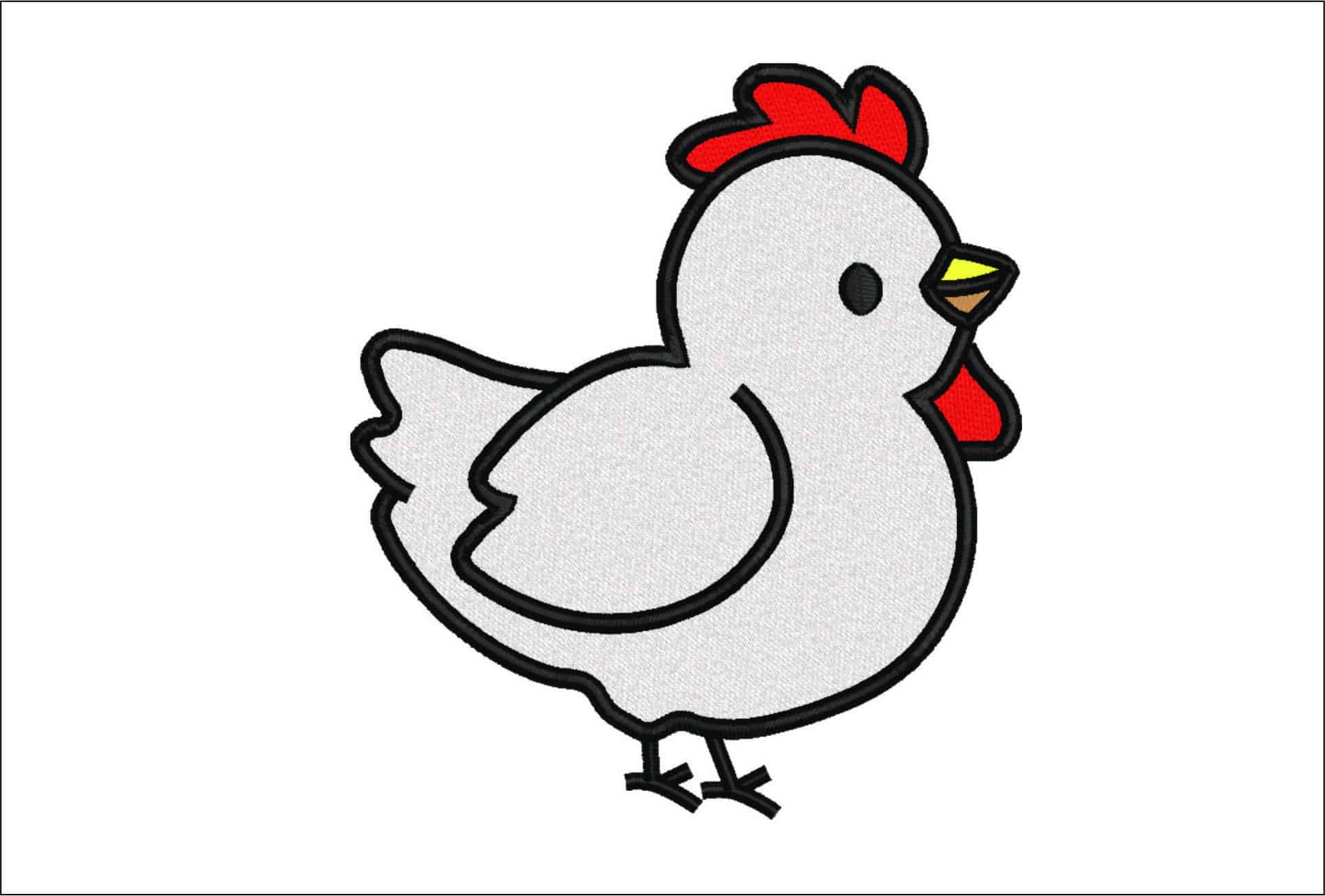 Simple White Chicken- Elegant embroidery design file - instant download