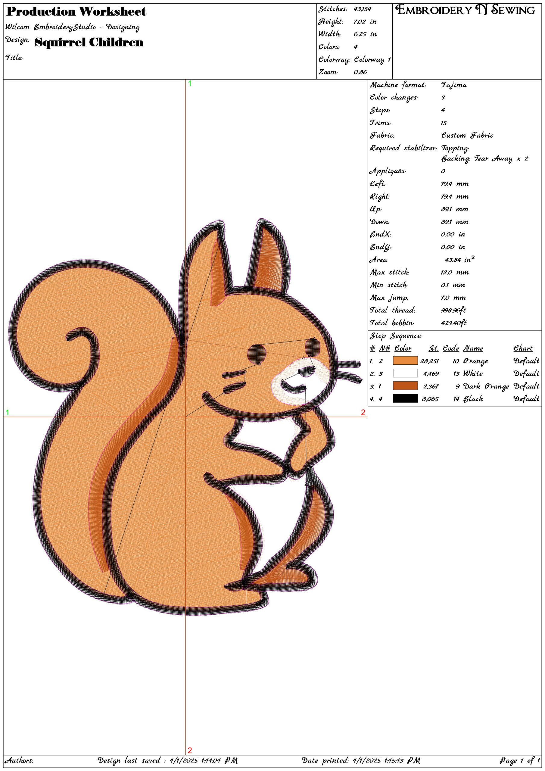 Squirrel Children- Elegant embroidery design file - instant download — view 3
