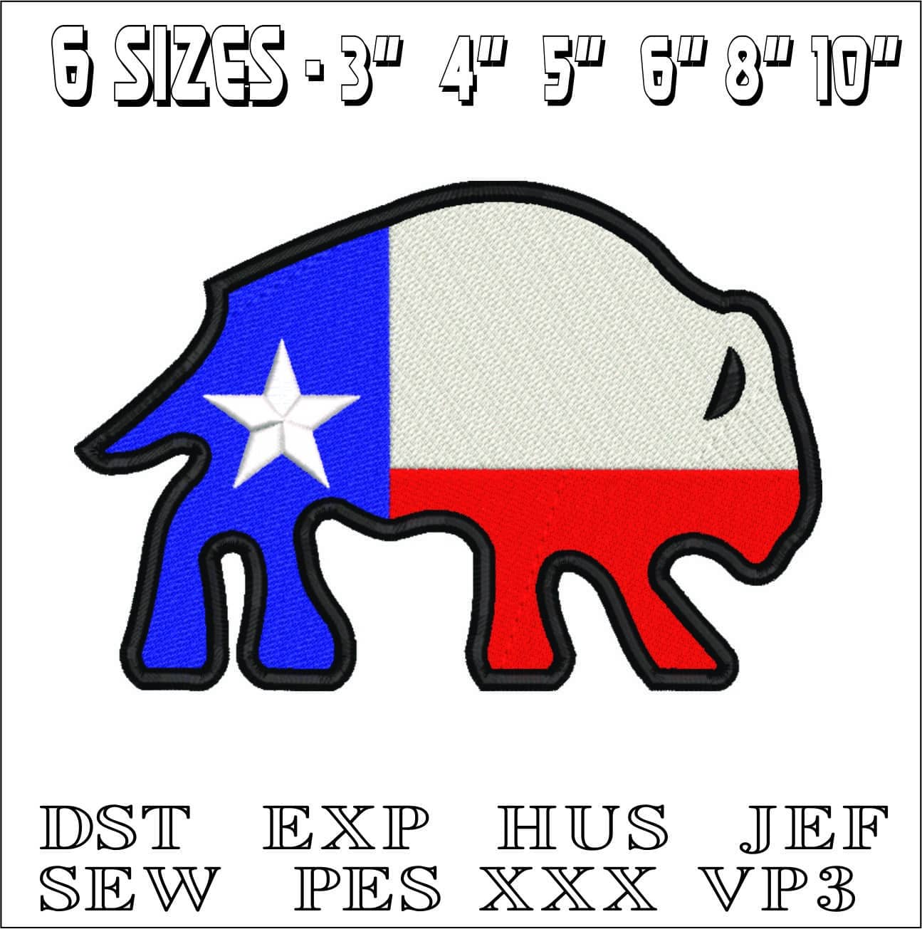 Texas Bull- Elegant embroidery design file - instant download — view 2