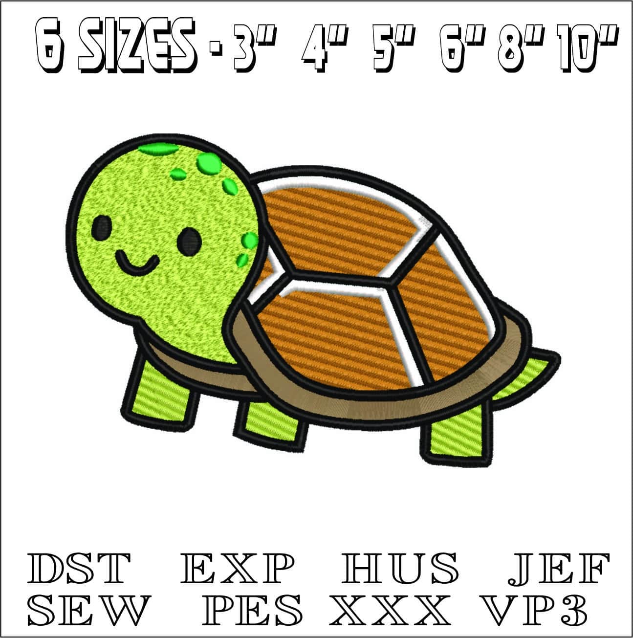 Tortoise Children- Elegant embroidery design file - instant download — view 2