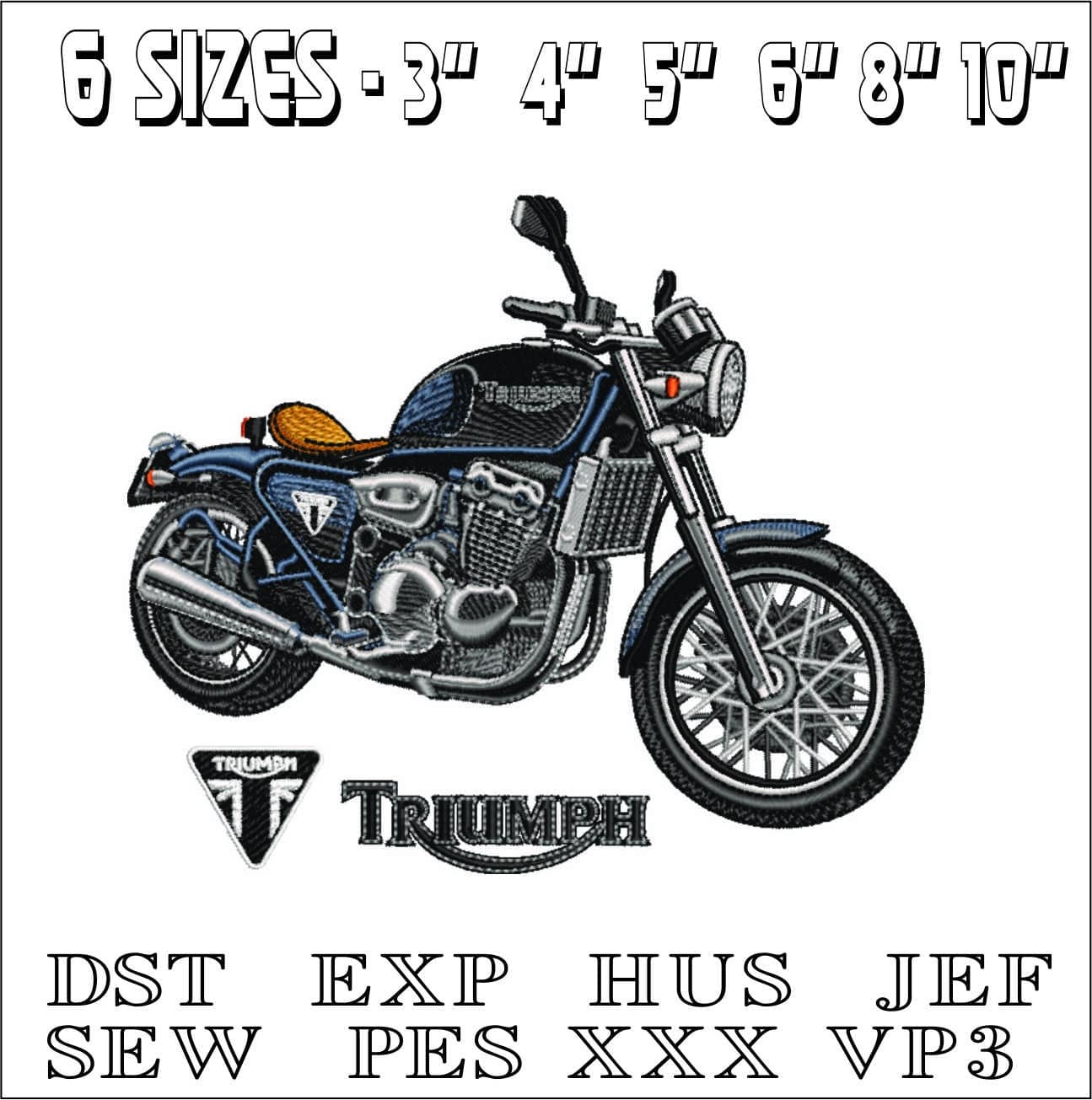 Triumph Badass Logo off- Elegant embroidery design file - instant download — view 2