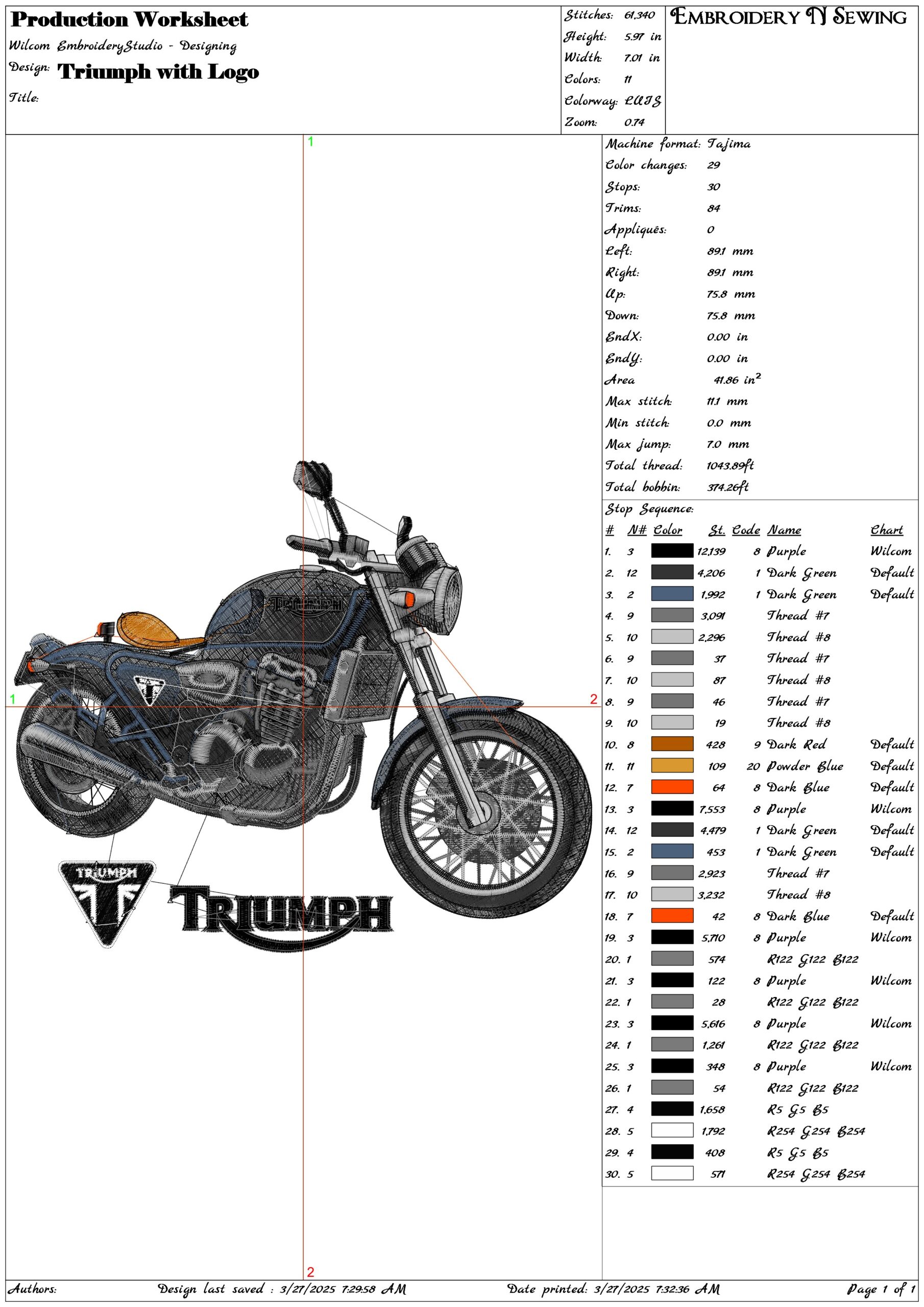 Triumph Badass Logo off- Elegant embroidery design file - instant download — view 3