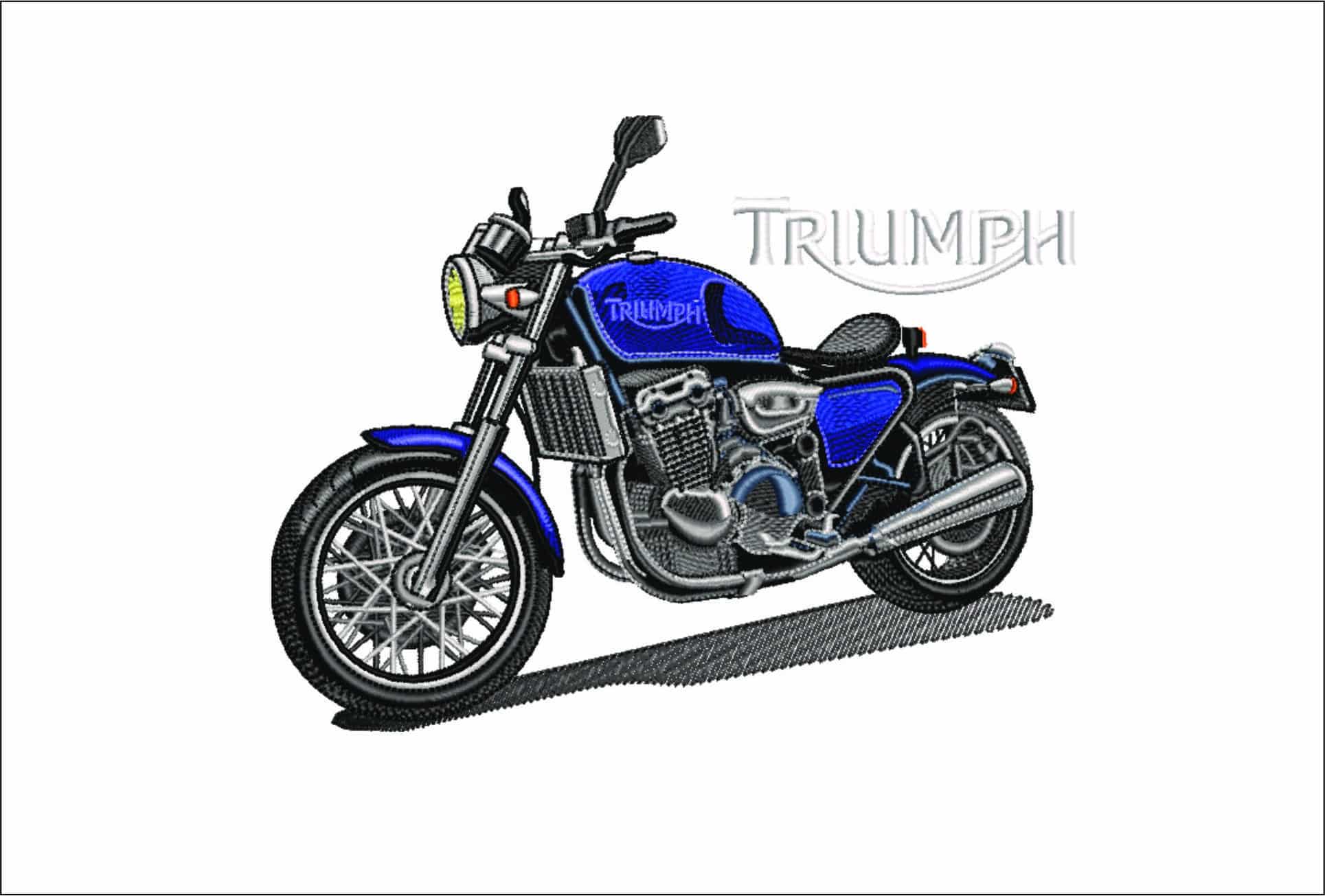 Triumph Motor Cycle- Elegant embroidery design file - instant download