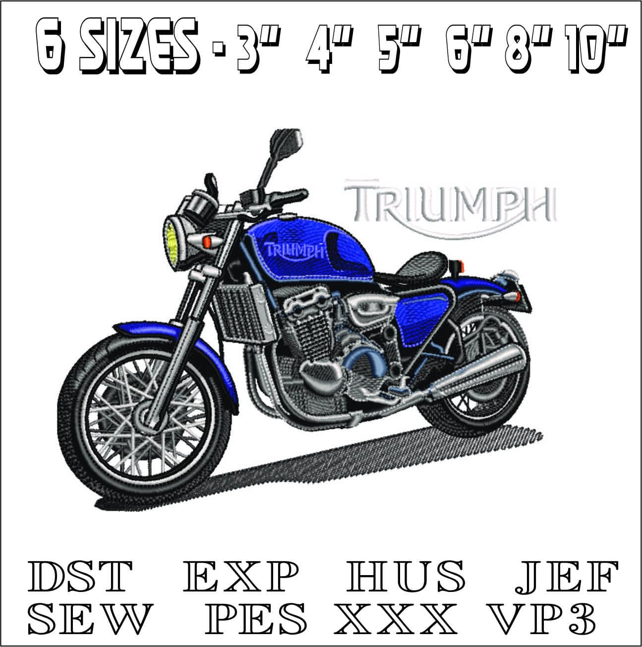 Triumph Motor Cycle- Elegant embroidery design file - instant download — view 2