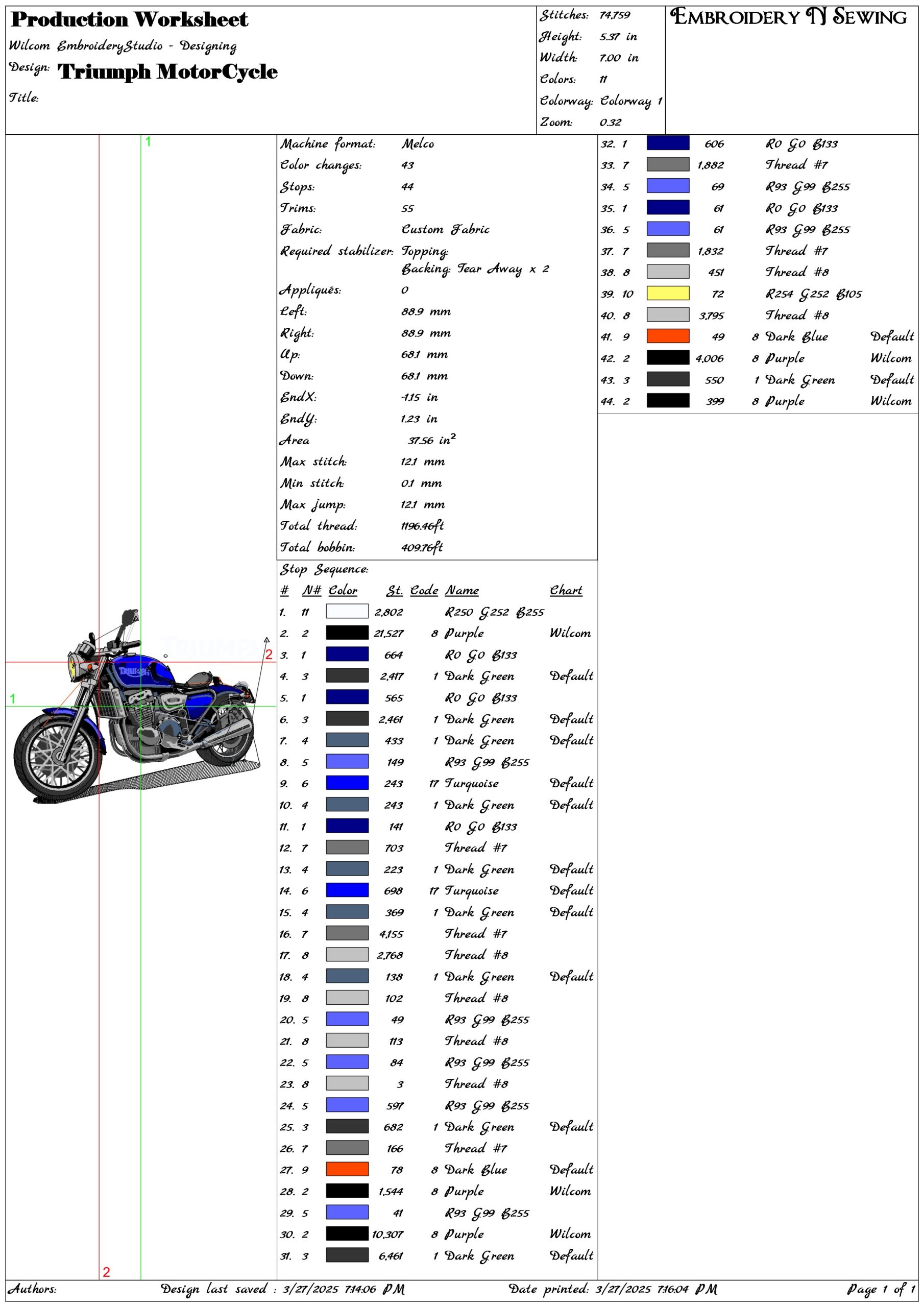 Triumph Motor Cycle- Elegant embroidery design file - instant download — view 3