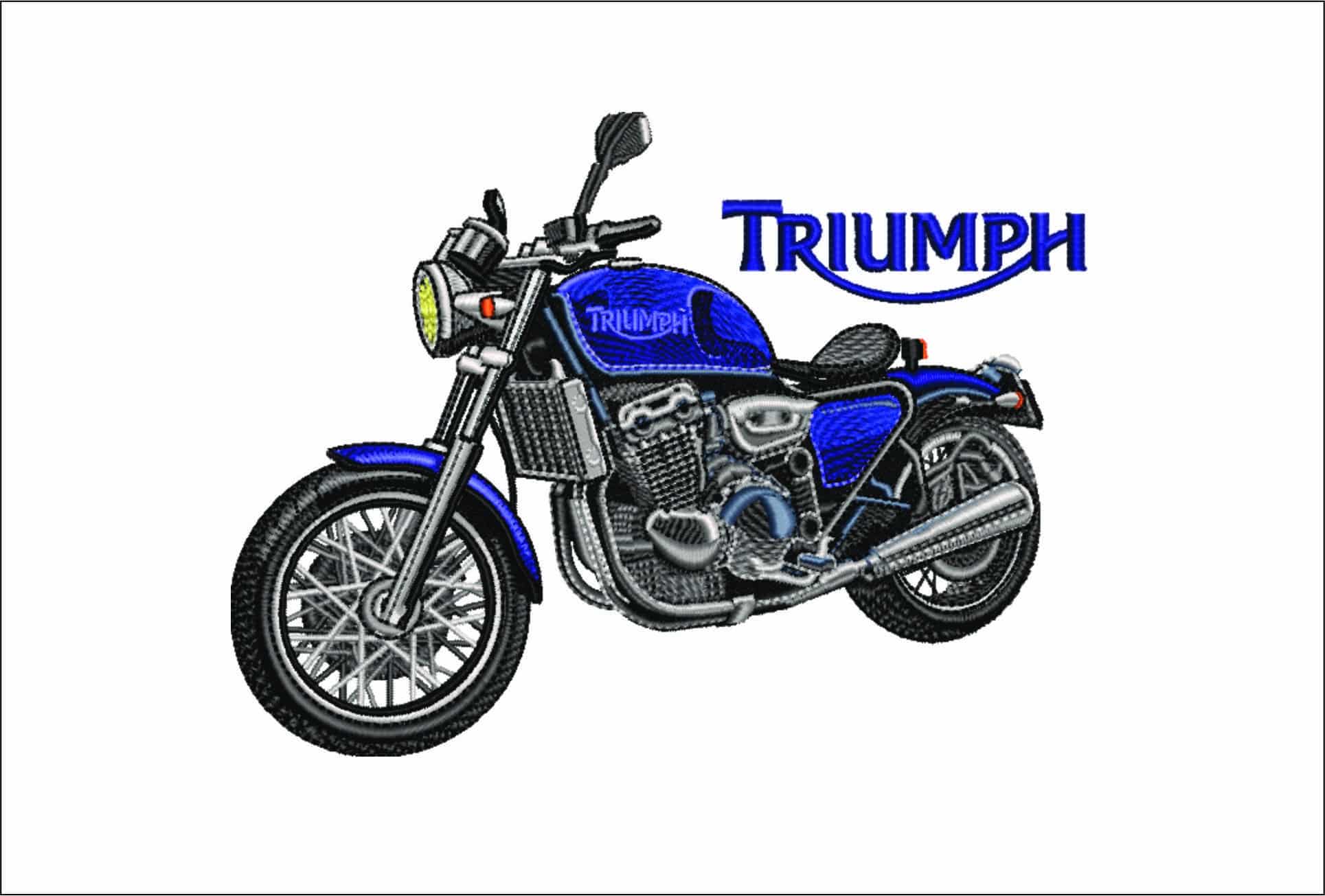 Triumph Motor Cycle- Elegant embroidery design file - instant download
