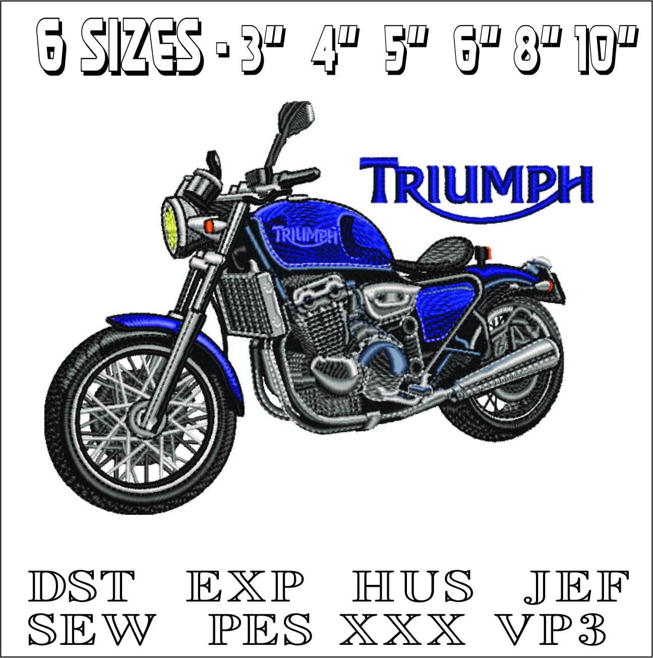 Triumph Motor Cycle- Elegant embroidery design file - instant download — view 2