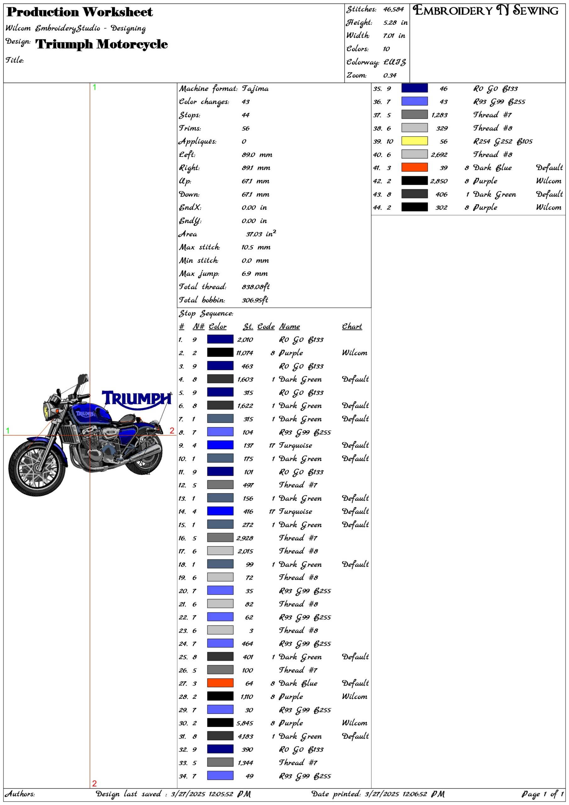 Triumph Motor Cycle- Elegant embroidery design file - instant download — view 3