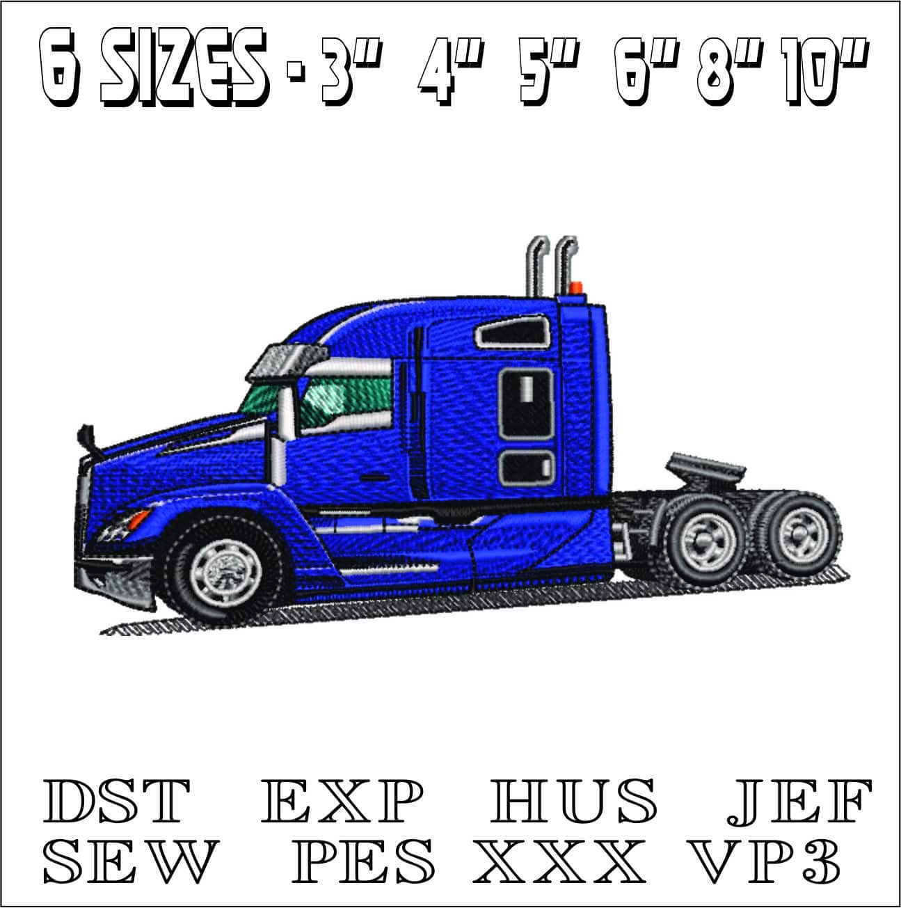 Truck Cab Blue- Elegant embroidery design file - instant download — view 2