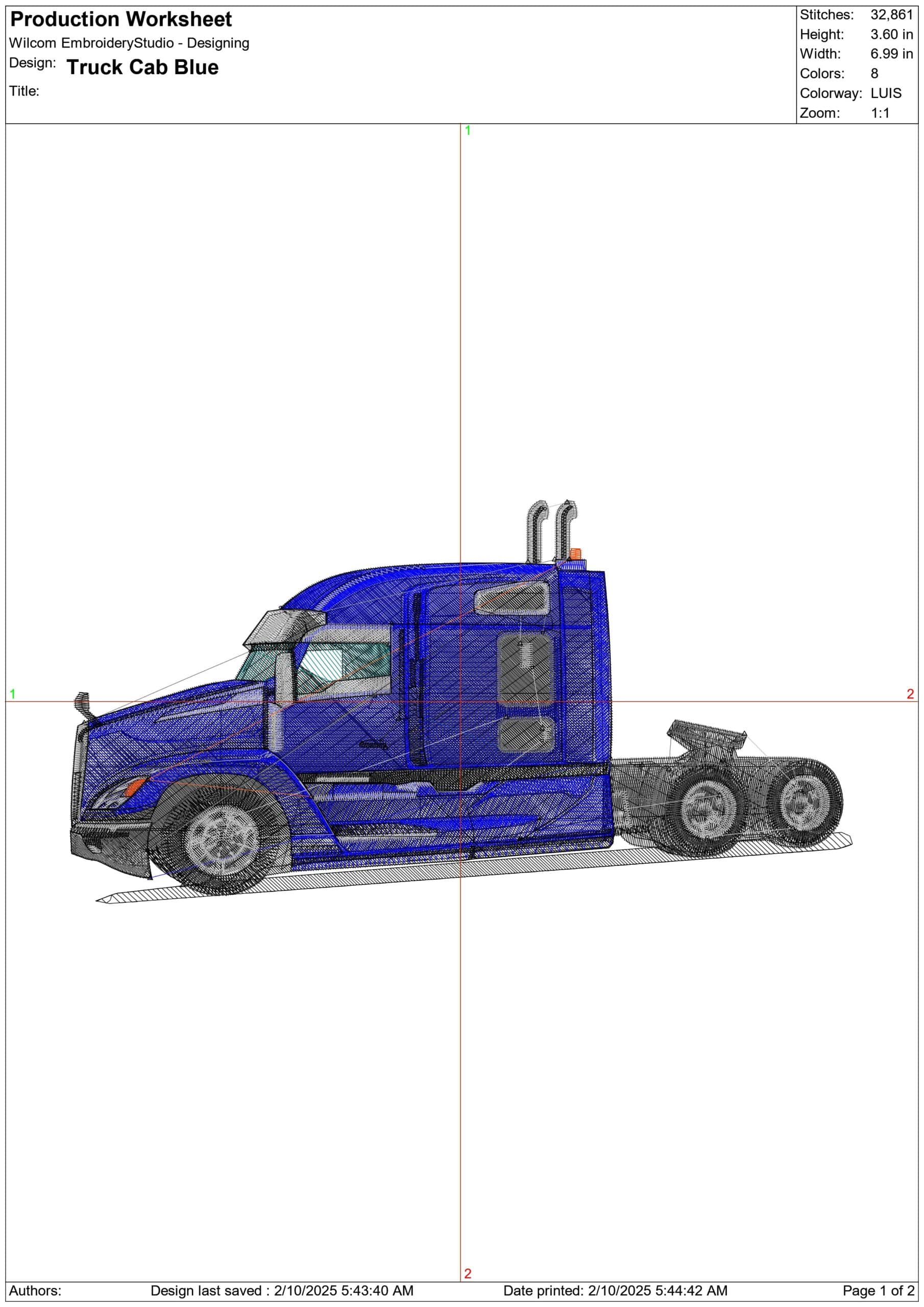 Truck Cab Blue- Elegant embroidery design file - instant download — view 3
