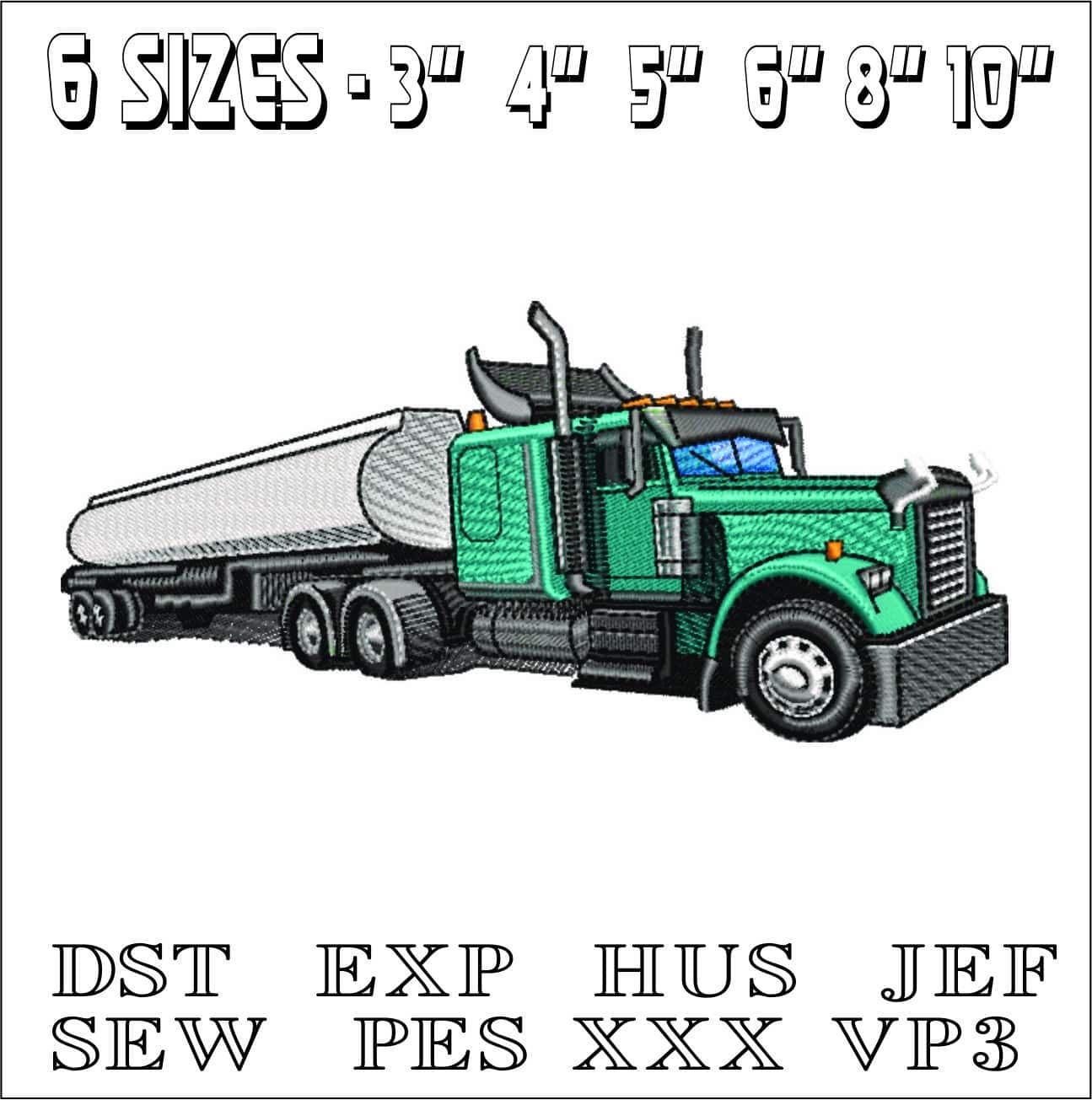 Truck and Tanker- Elegant embroidery design file - instant download — view 2