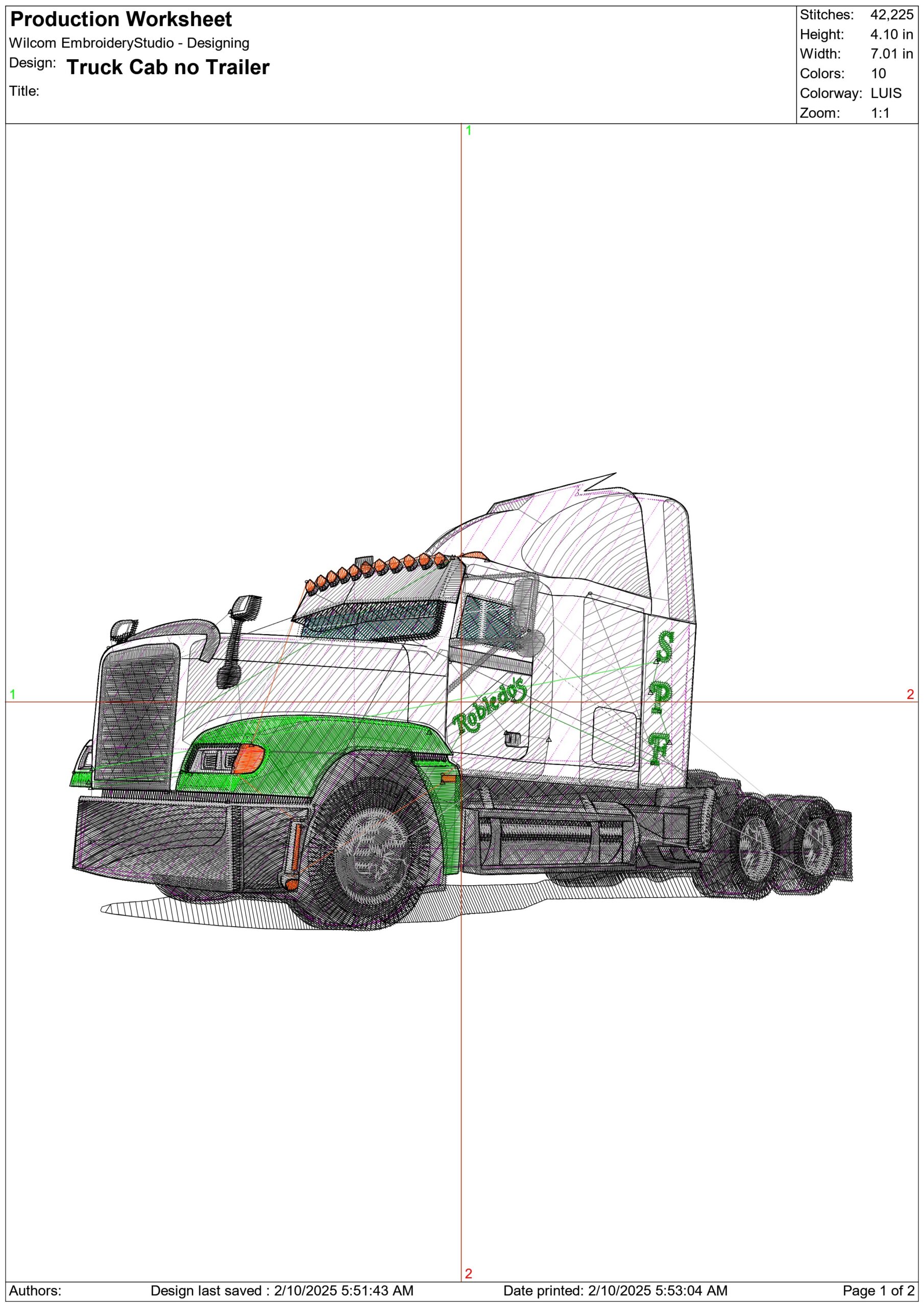 Truck Cab no Trailer- Elegant embroidery design file - instant download — view 3