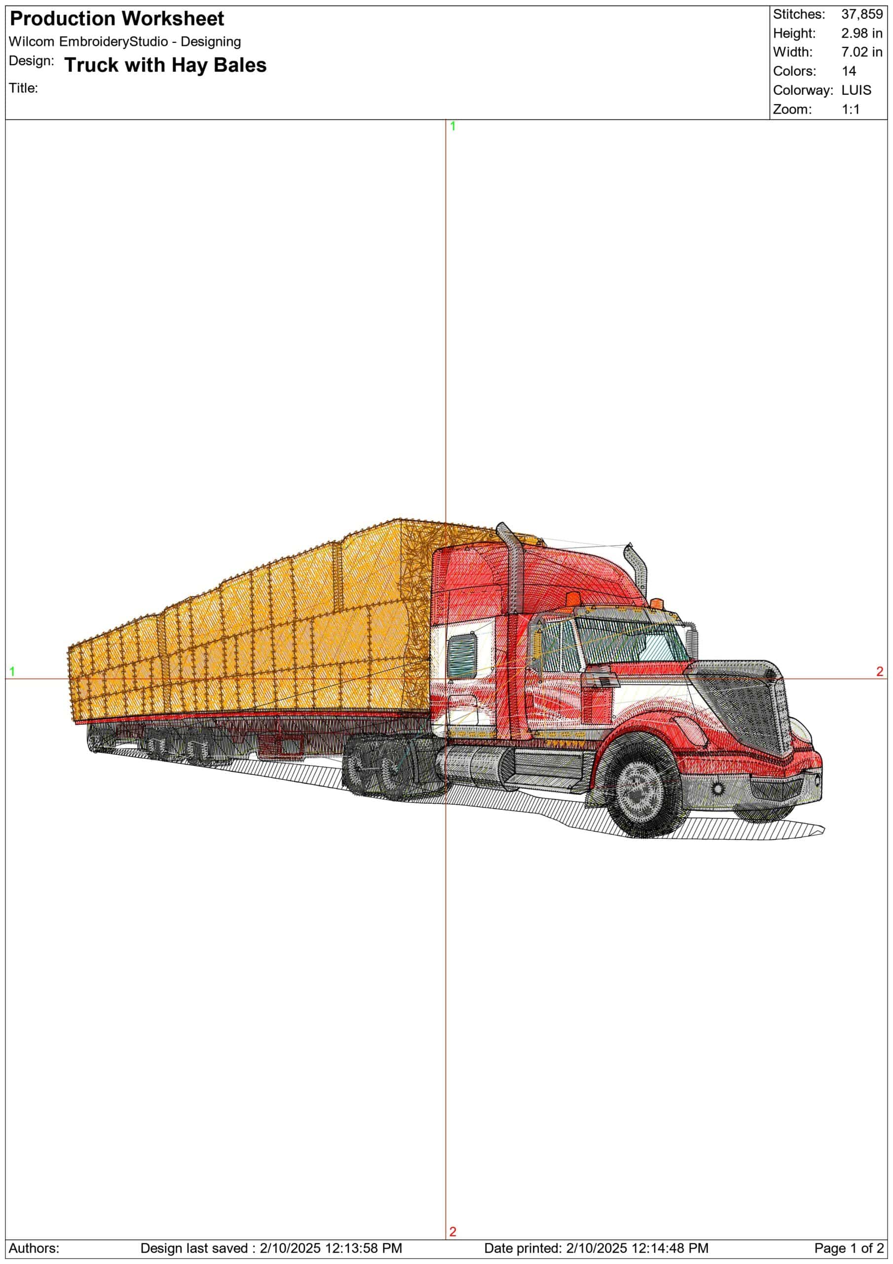 Truck with Hay Bales- Elegant embroidery design file - instant download — view 3