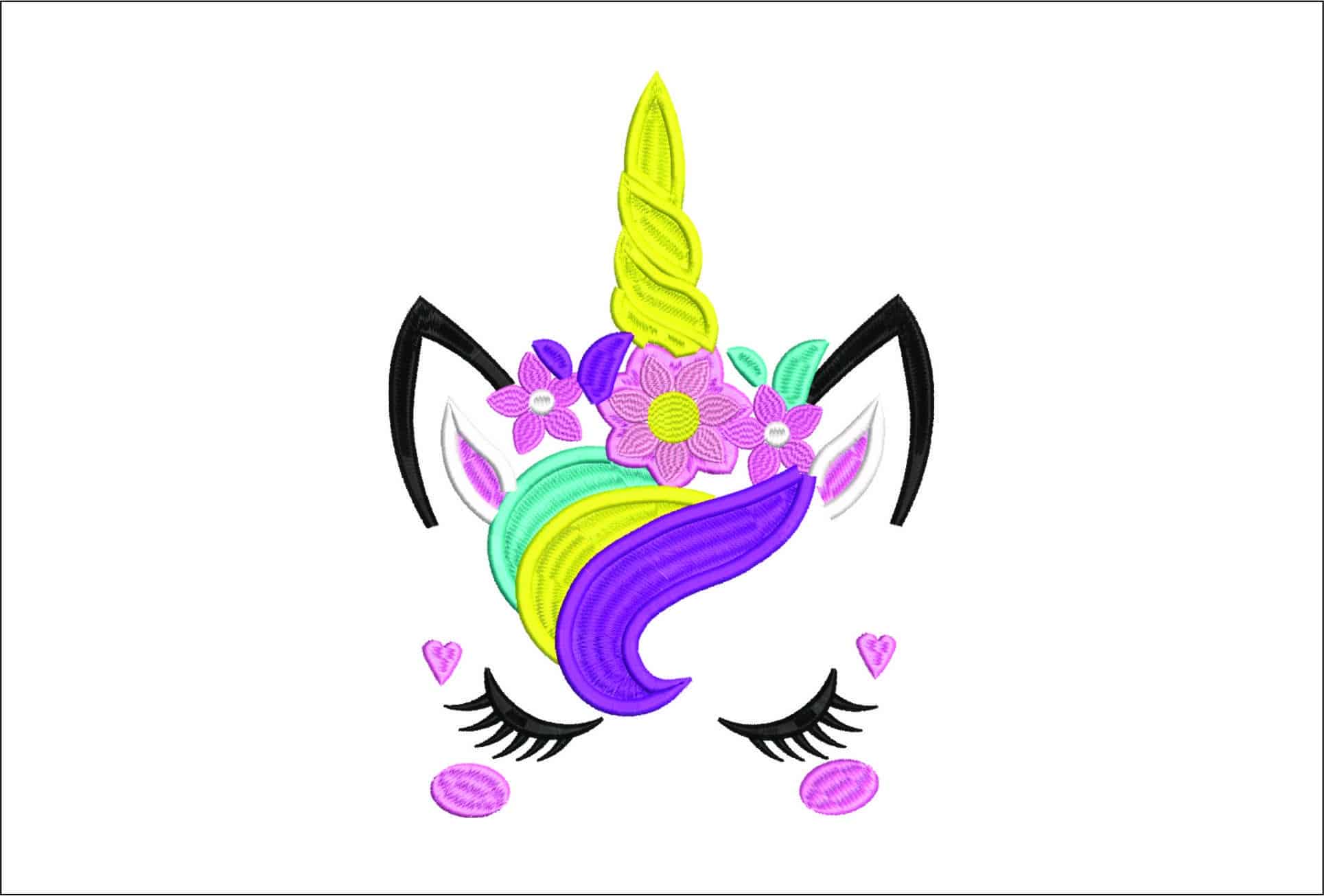 Unicorn Face- Elegant embroidery design file - instant download