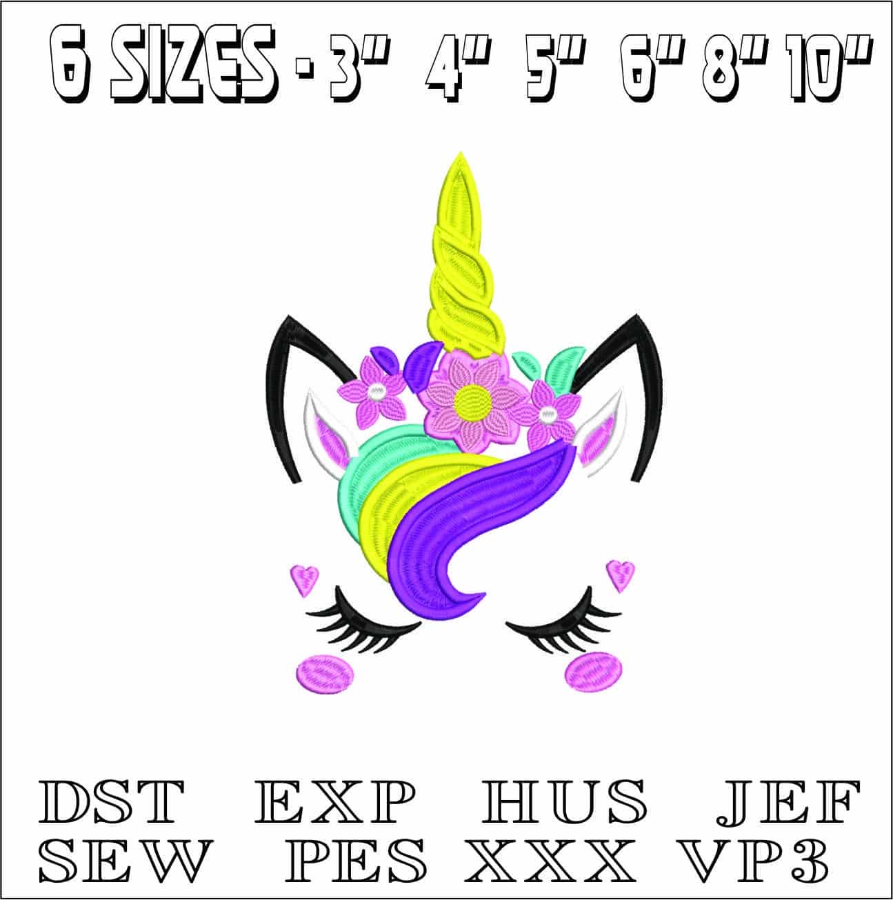 Unicorn Face- Elegant embroidery design file - instant download — view 2