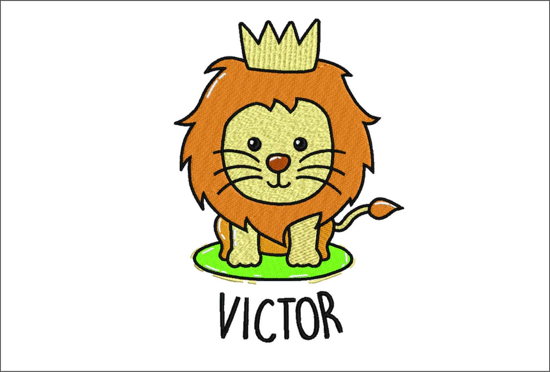Victor the Lion- Elegant embroidery design file - instant download