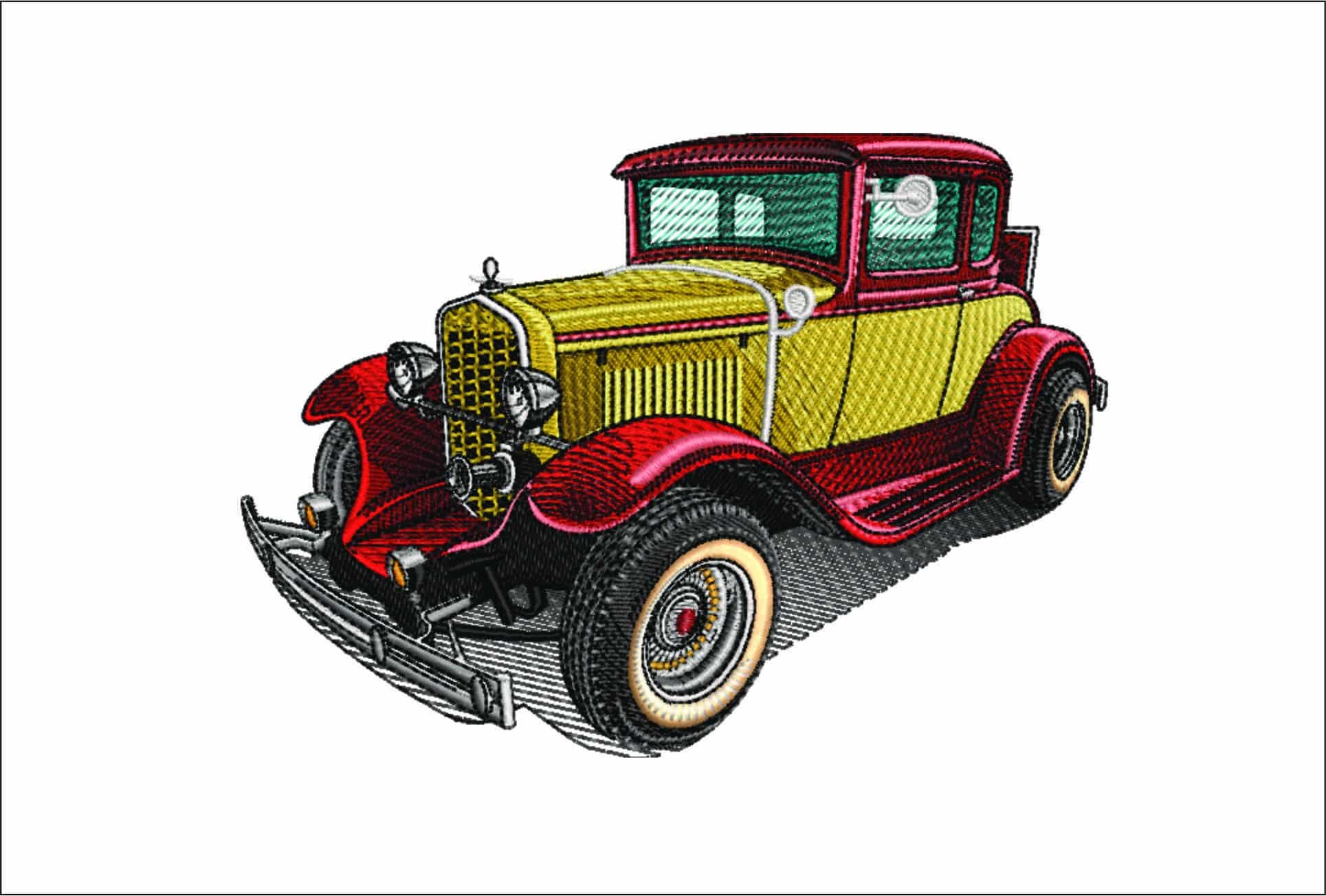 Vintage American Car- Elegant embroidery design file - instant download