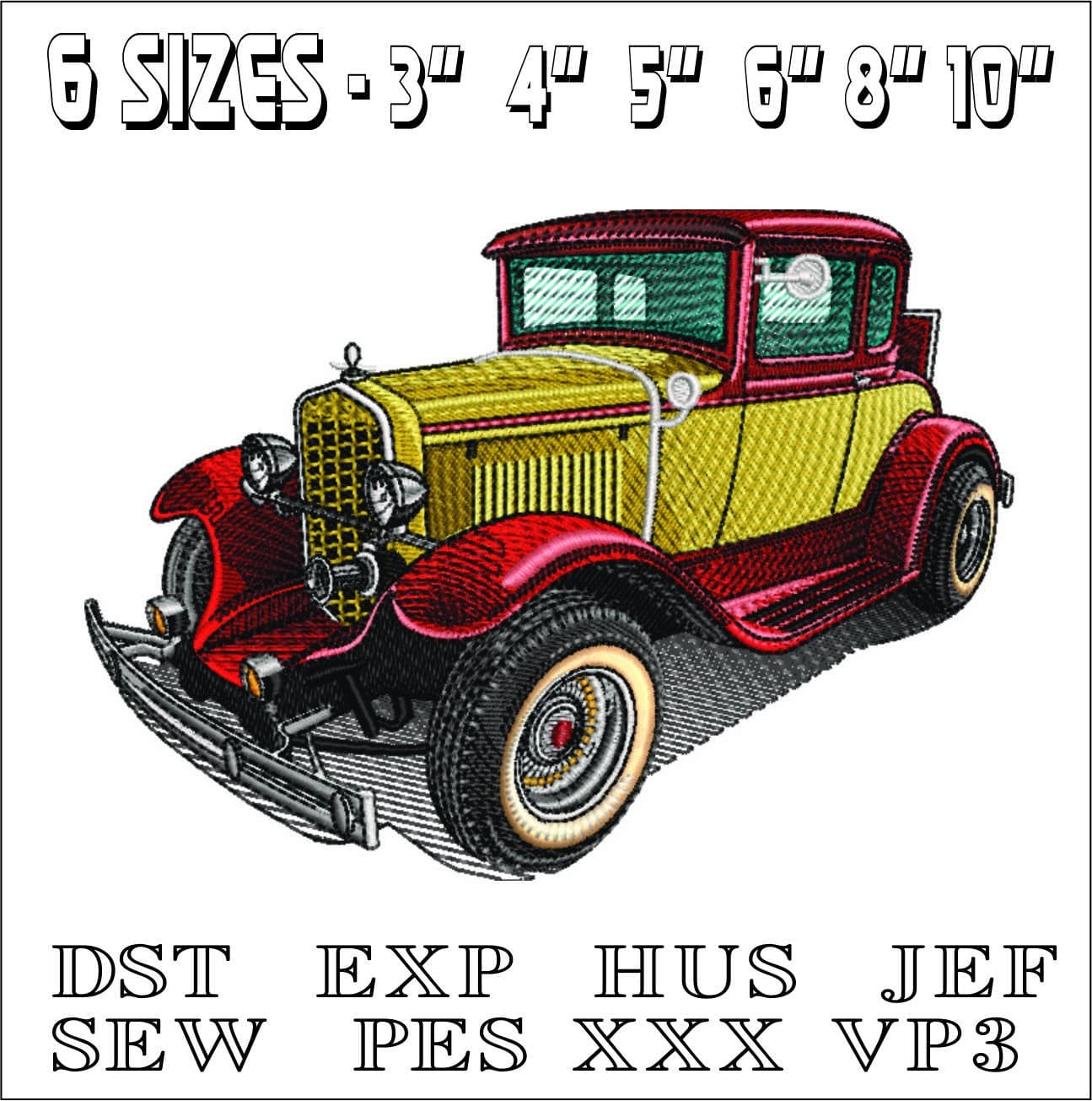 Vintage American Car- Elegant embroidery design file - instant download — view 2