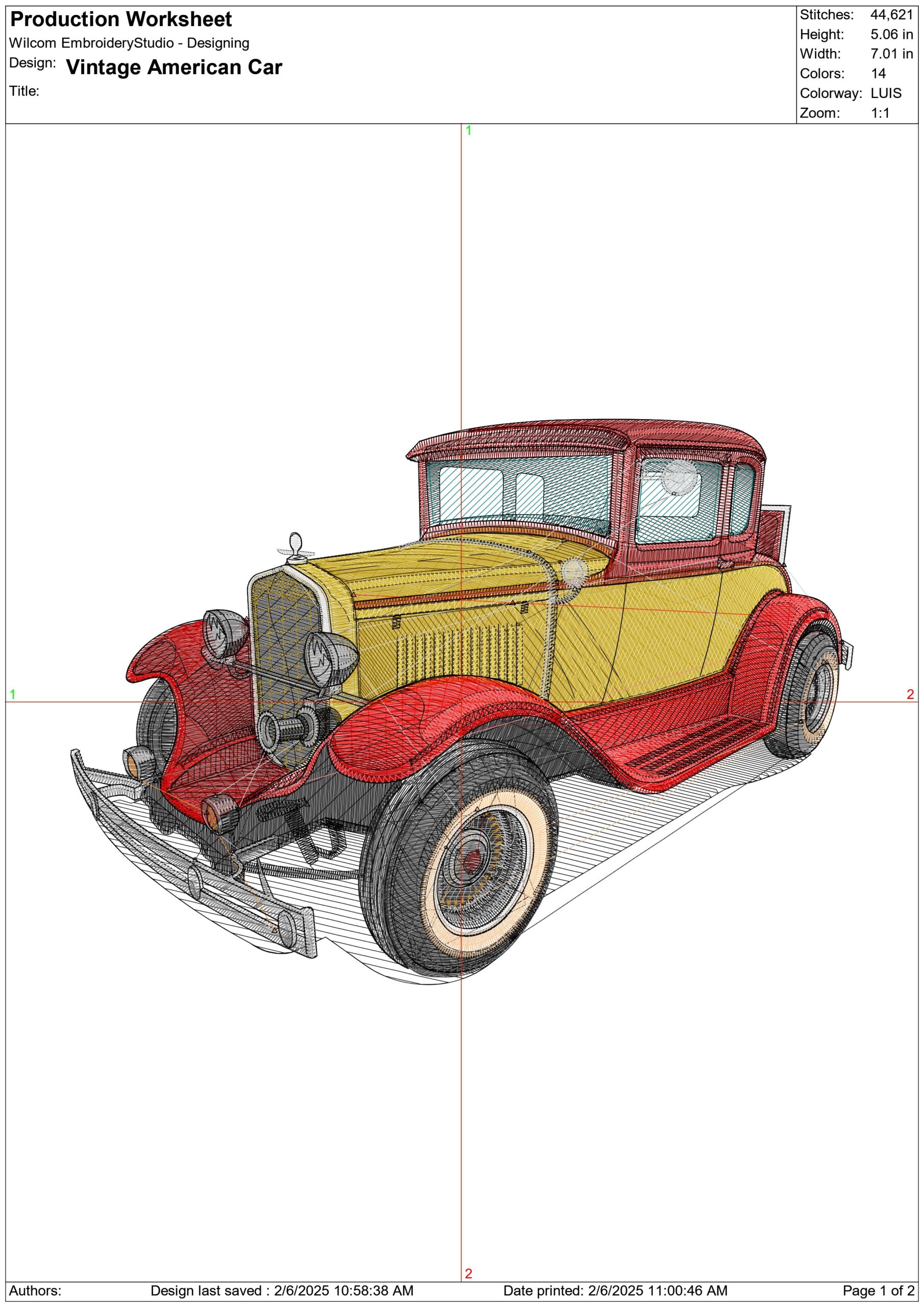 Vintage American Car- Elegant embroidery design file - instant download — view 3