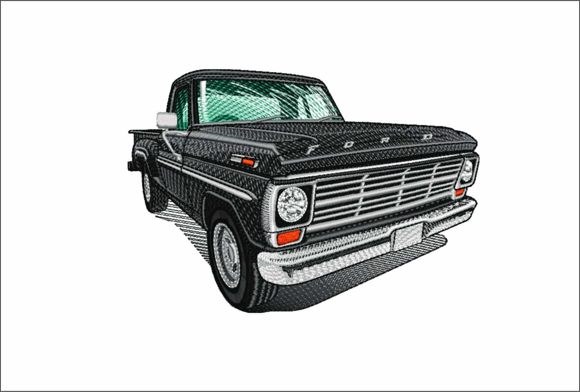 Ford 1970 F100 Truck- Elegant embroidery design file - instant download