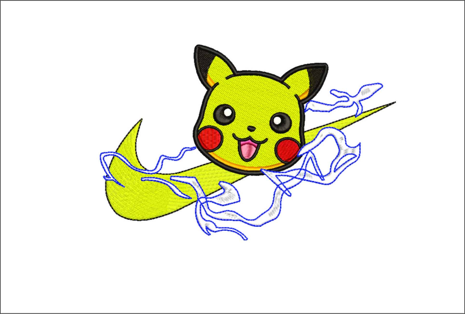 Nike Pikachua face Pokemon- Elegant embroidery design file - instant download