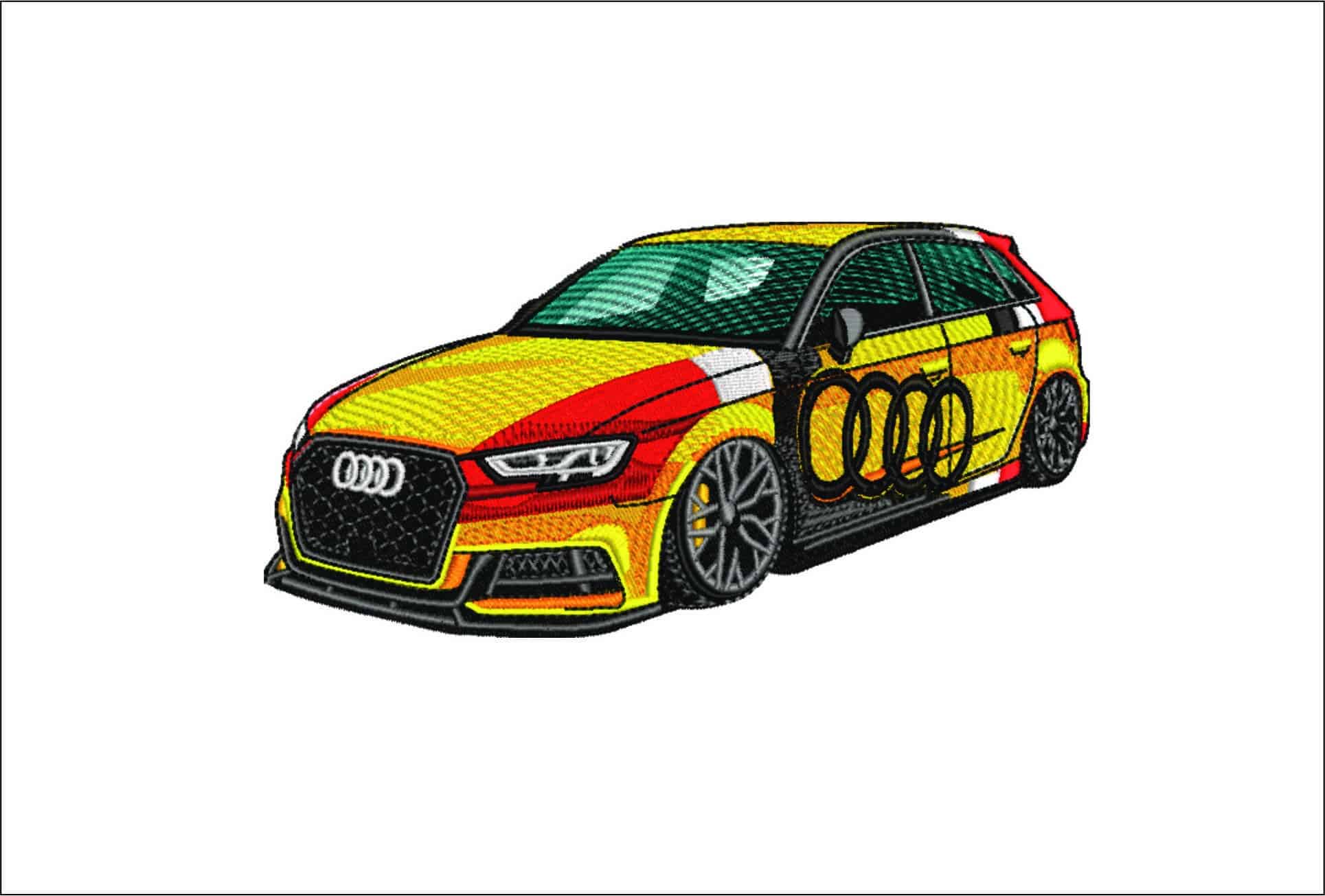 Audi A3 Rally- Elegant embroidery design file - instant download