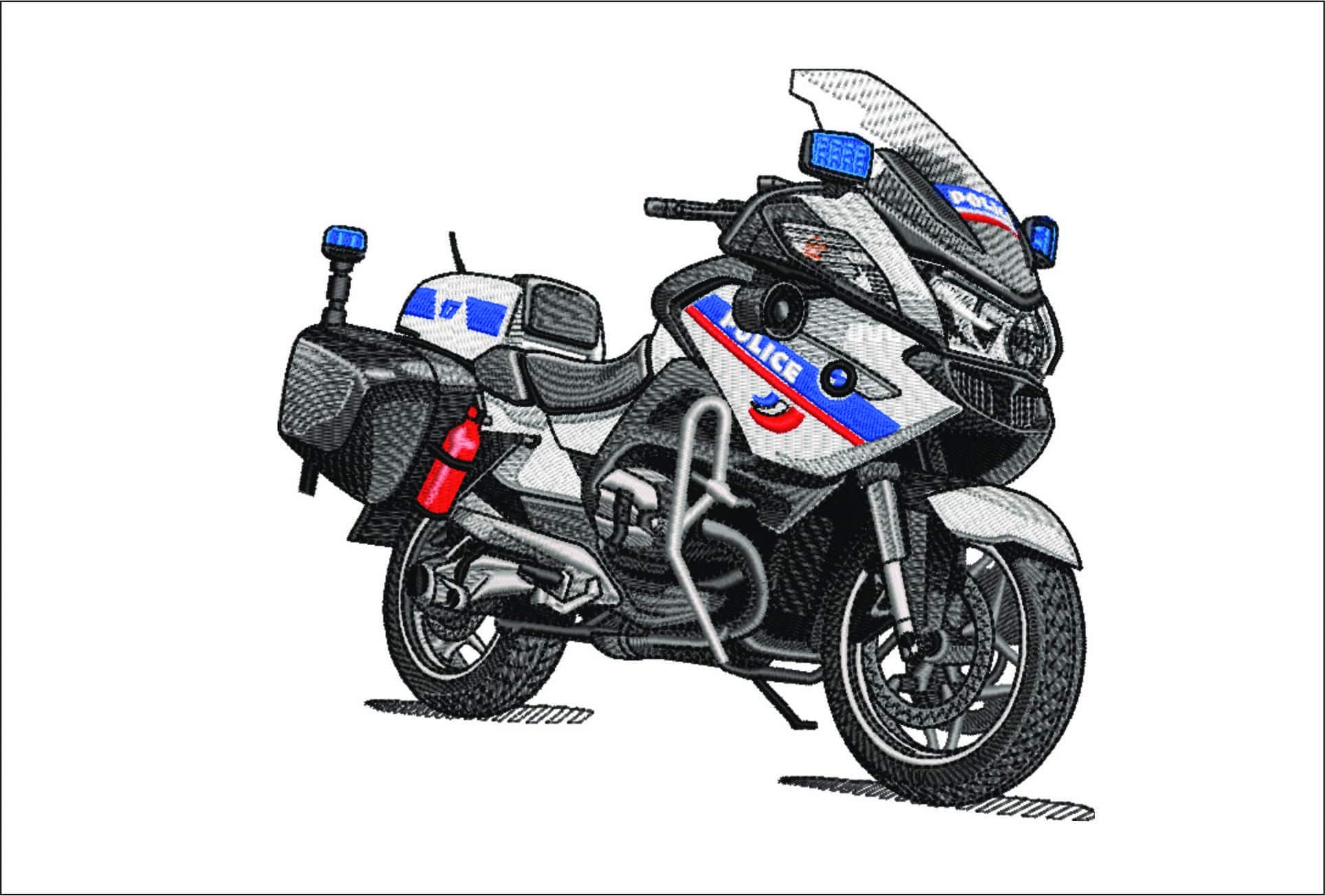 BMW Police Motorbike- Elegant embroidery design file - instant download