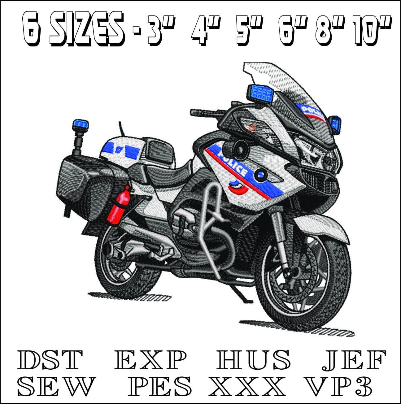 BMW Police Motorbike- Elegant embroidery design file - instant download — view 2
