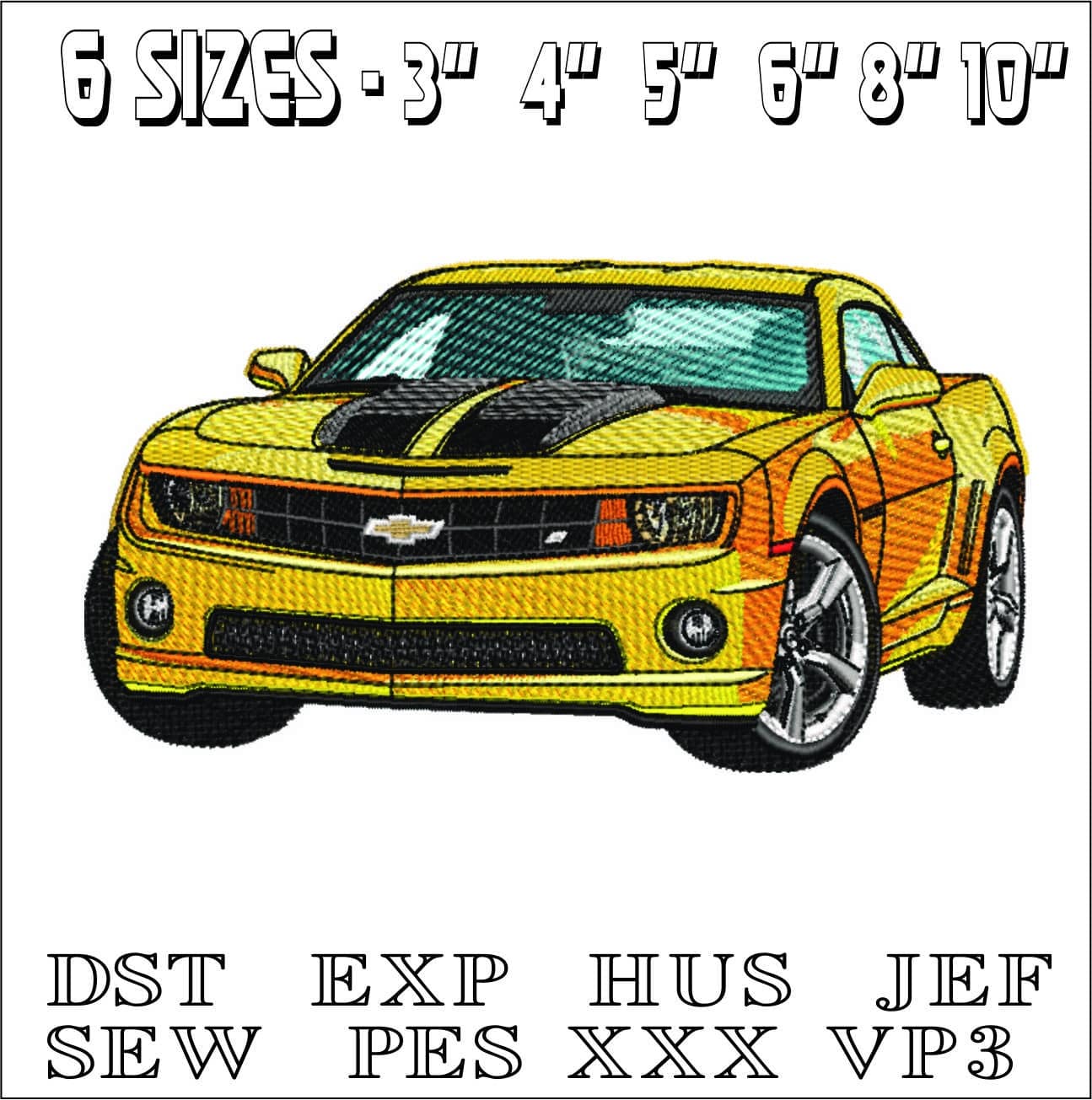 Camaro SS front- Elegant embroidery design file - instant download — view 2