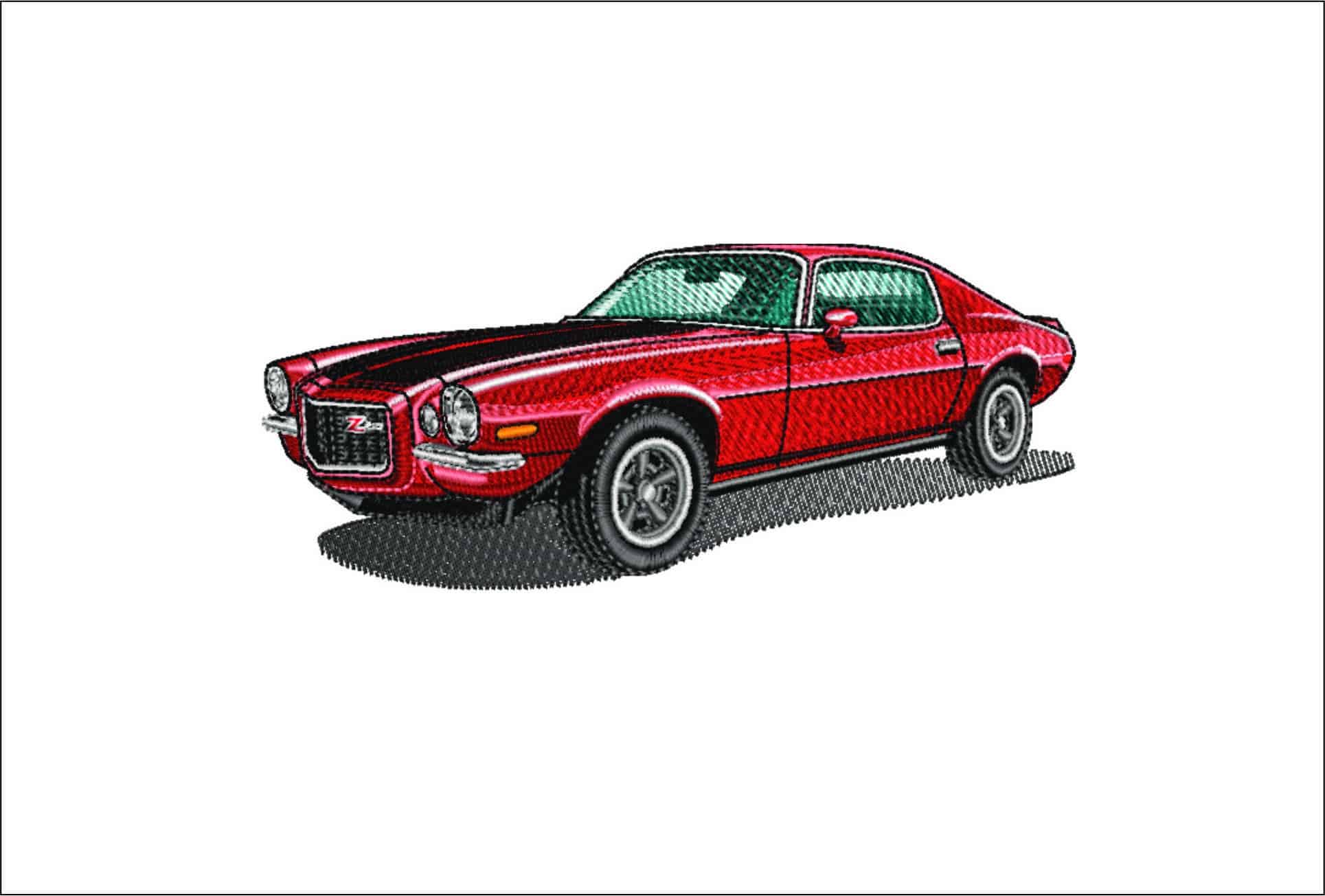 Camaro Z28 Red- Elegant embroidery design file - instant download