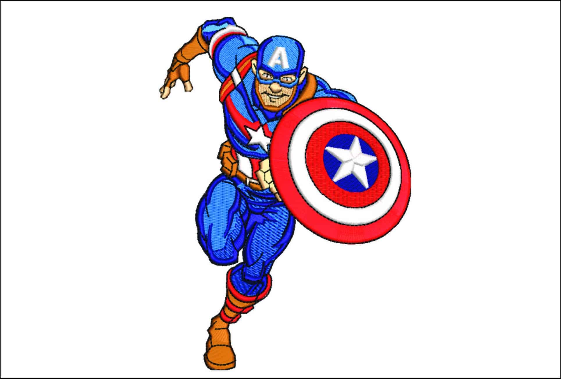 Captain America run- Elegant embroidery design file - instant download