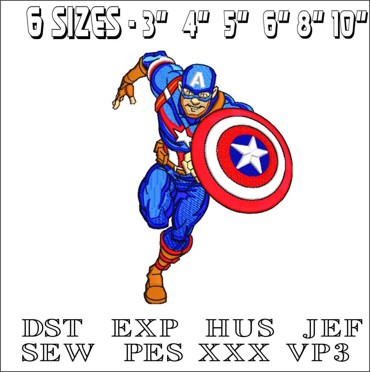Captain America run- Elegant embroidery design file - instant download — view 2