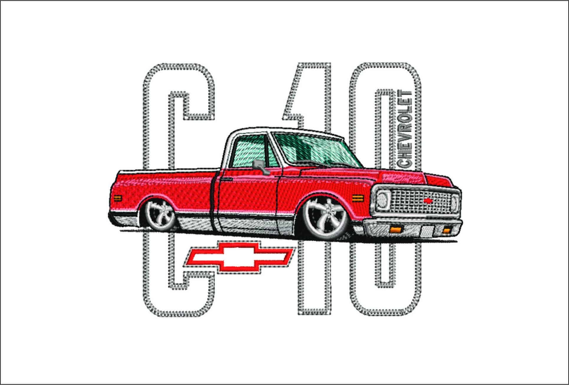 Chevy C10 Truck- Elegant embroidery design file - instant download