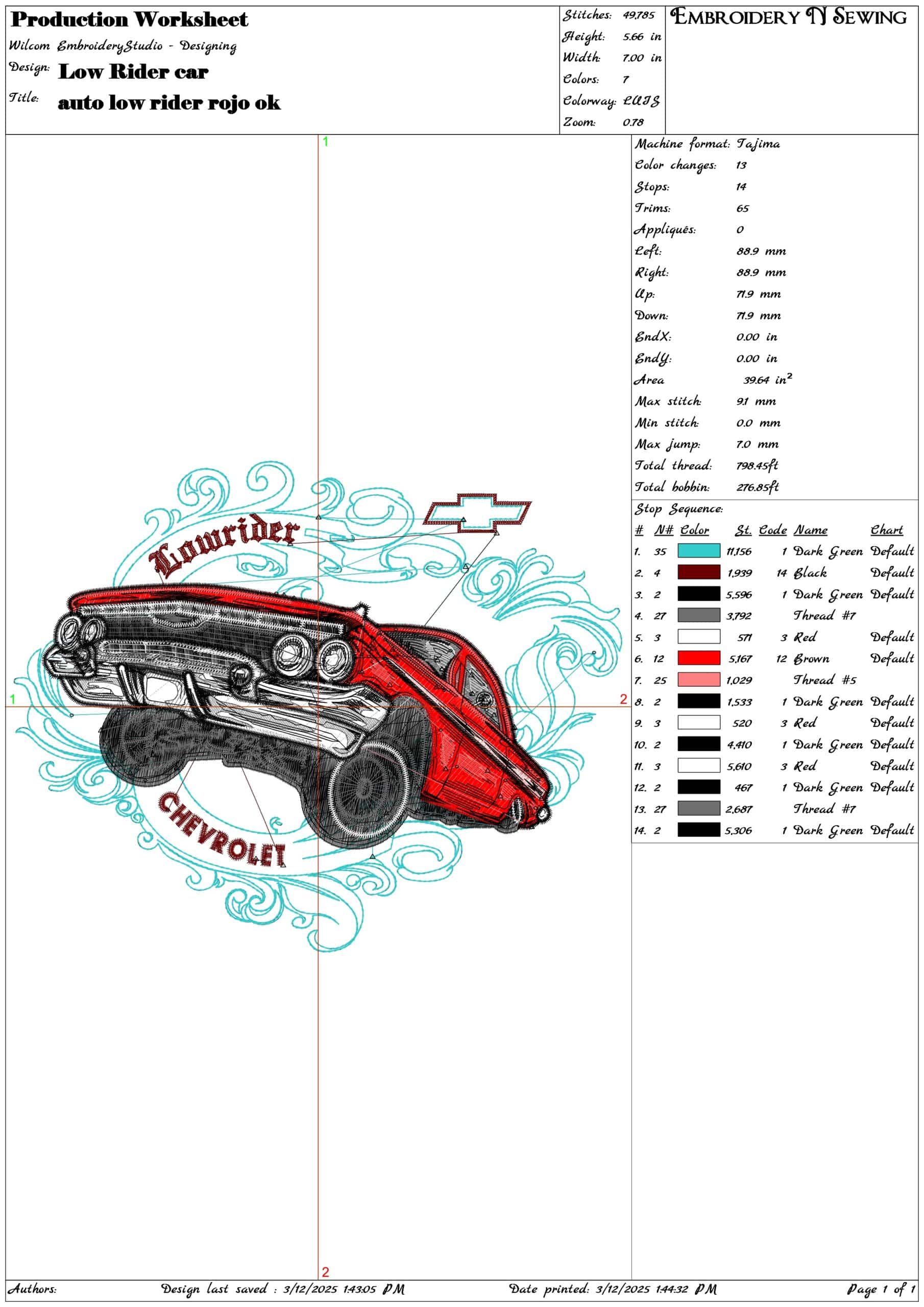 Chevy Low Rider car- Elegant embroidery design file - instant download — view 3