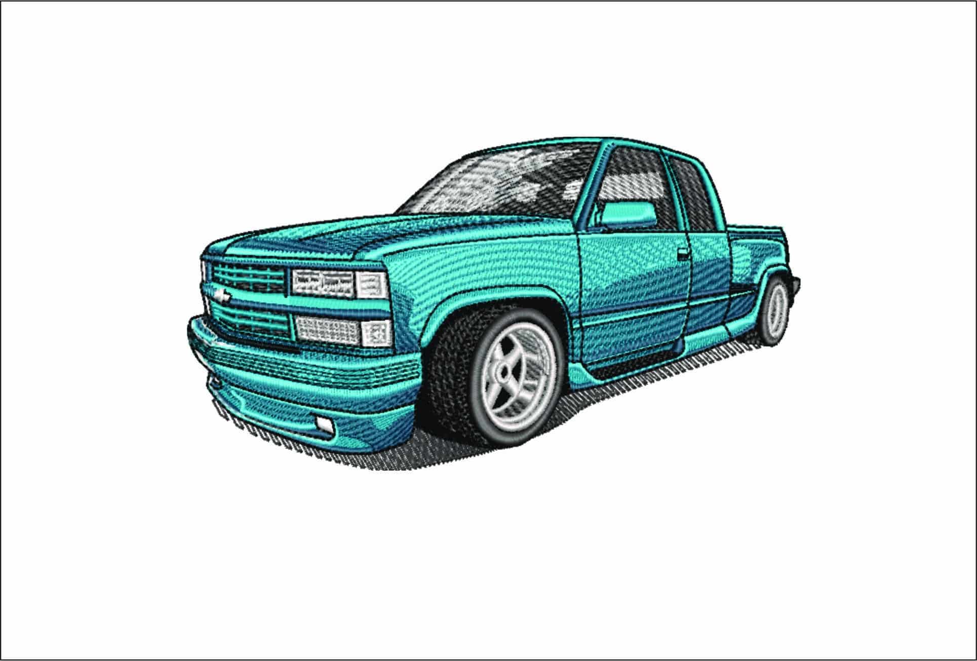 Chevy Silverado 1994 custom- Elegant embroidery design file - instant download