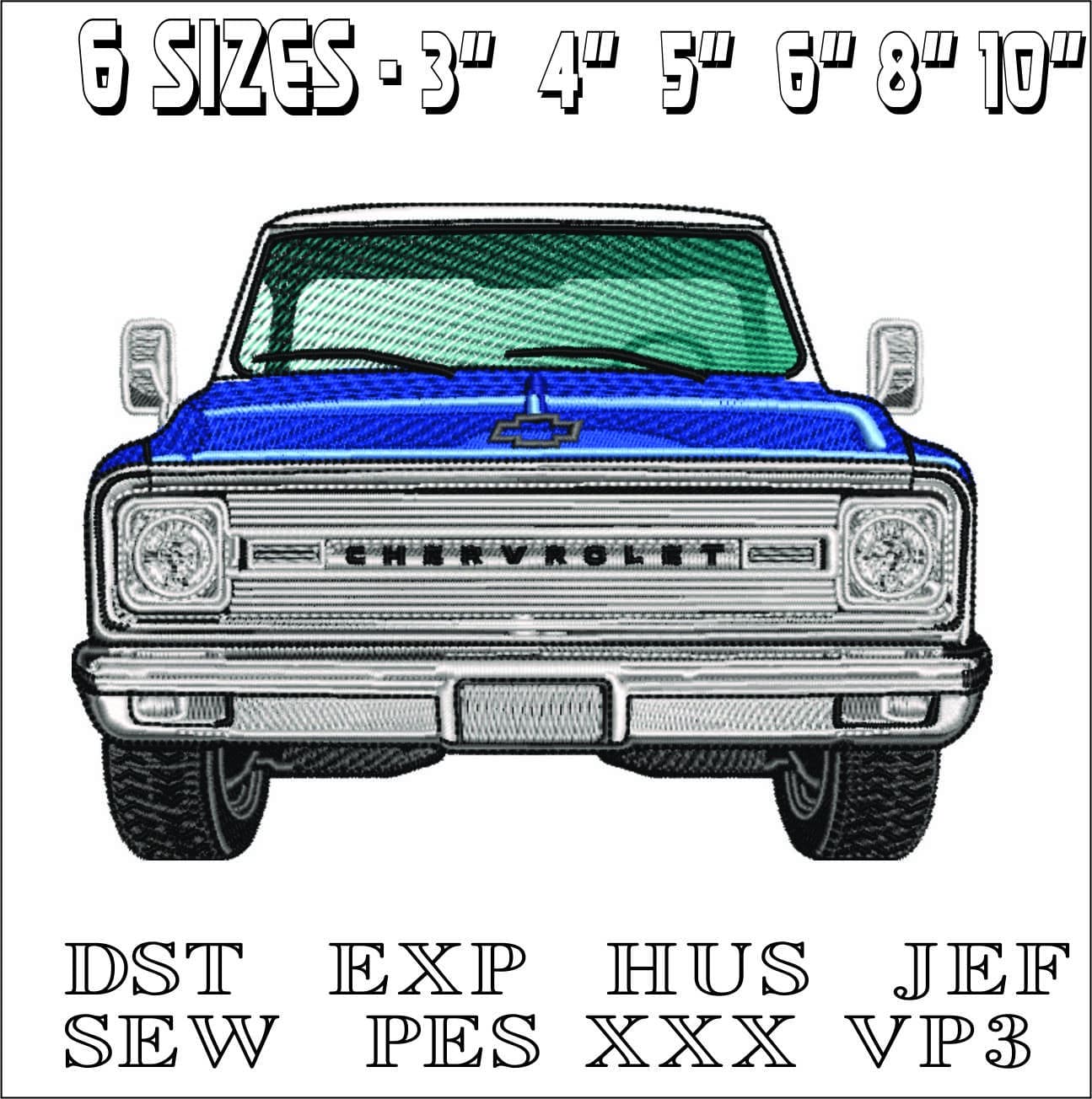 Chevy Truck Front- Elegant embroidery design file - instant download — view 2