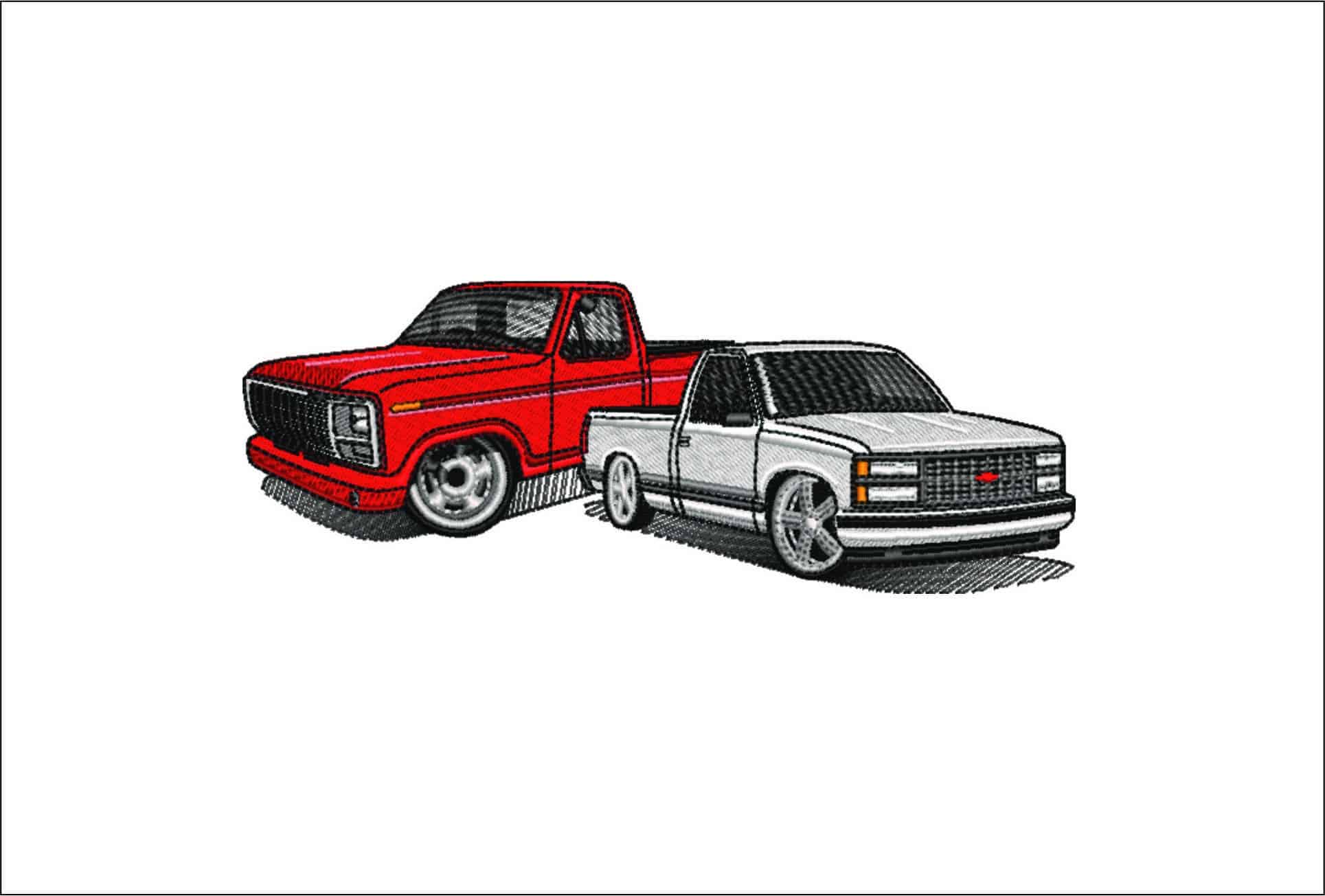 Chevy Trucks- Elegant embroidery design file - instant download