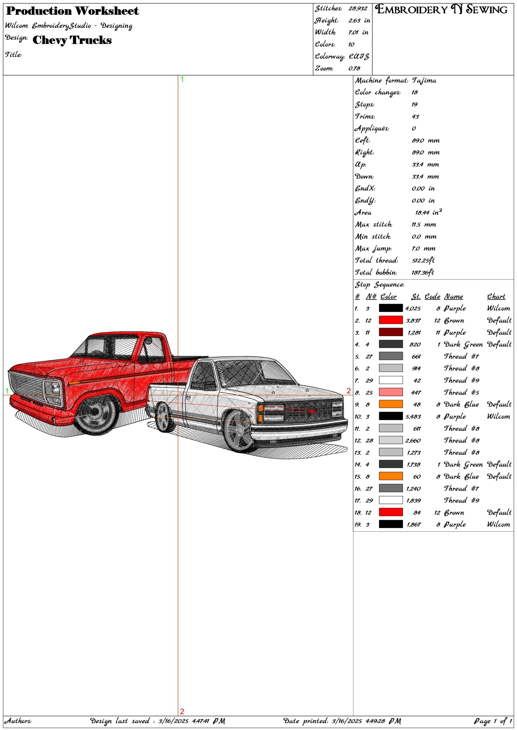 Chevy Trucks- Elegant embroidery design file - instant download — view 3