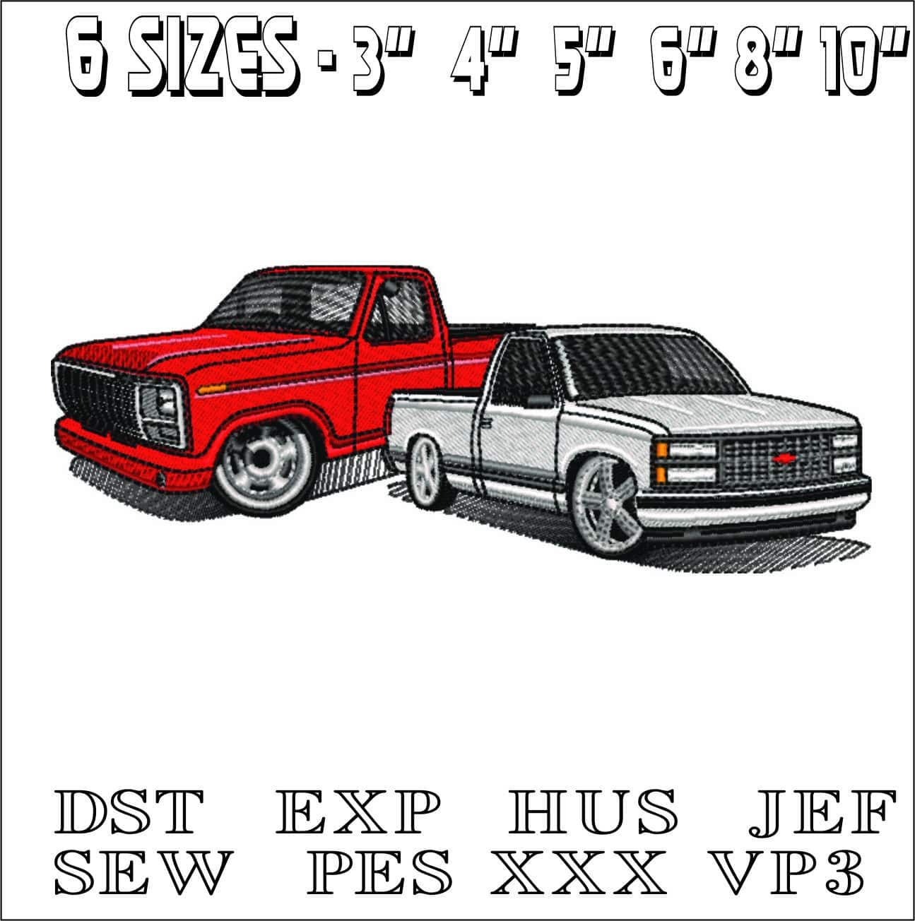 Chevy Trucks- Elegant embroidery design file - instant download — view 2