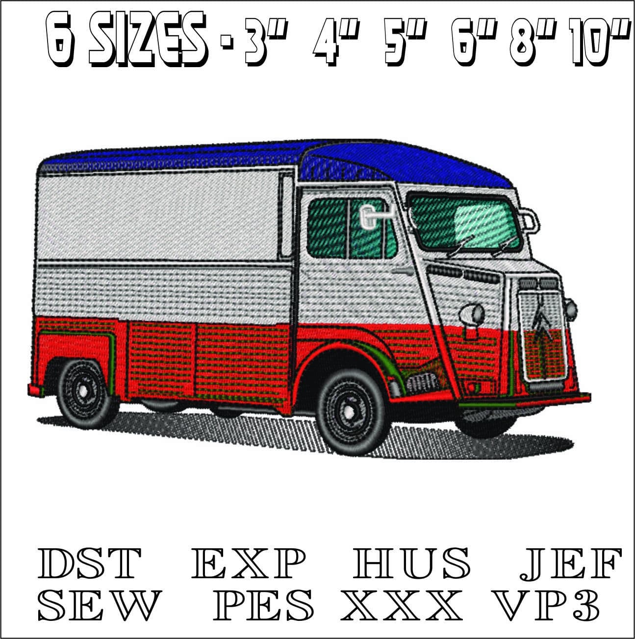 Citroen Panel Delivery Truck- Elegant embroidery design file - instant download — view 2