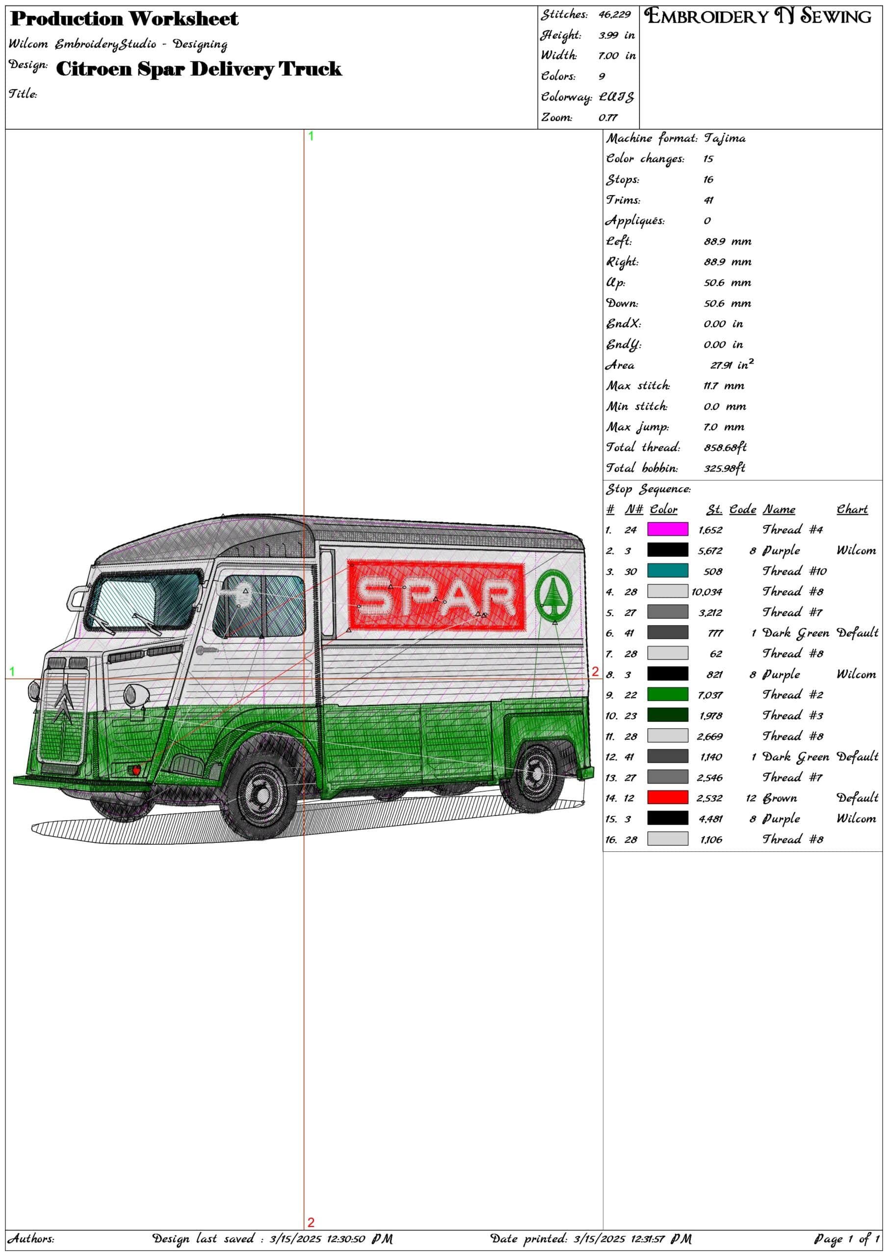 Citroen Spar Delivery Truck- Elegant embroidery design file - instant download — view 3