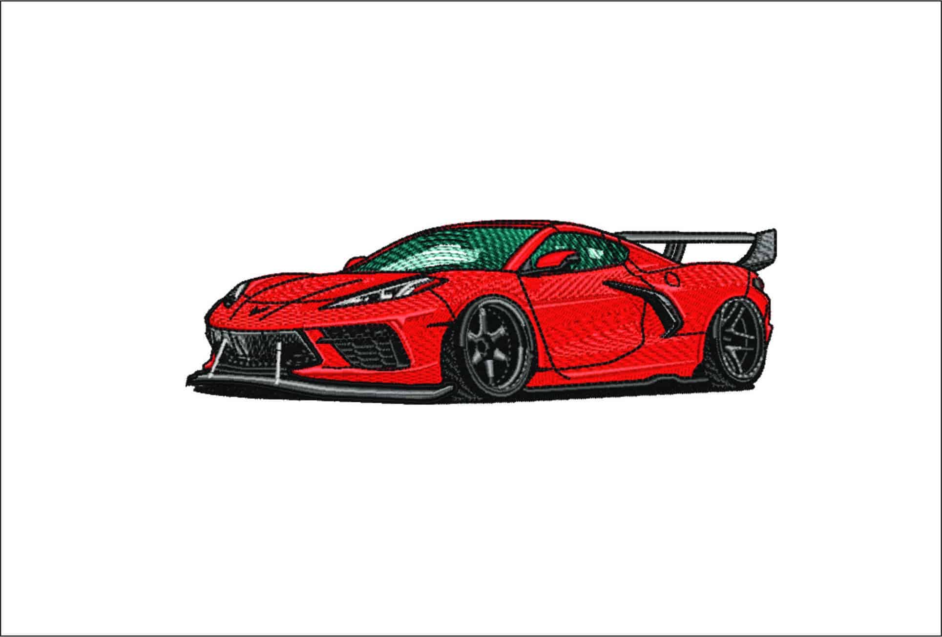 Corvette C8 Race- Elegant embroidery design file - instant download