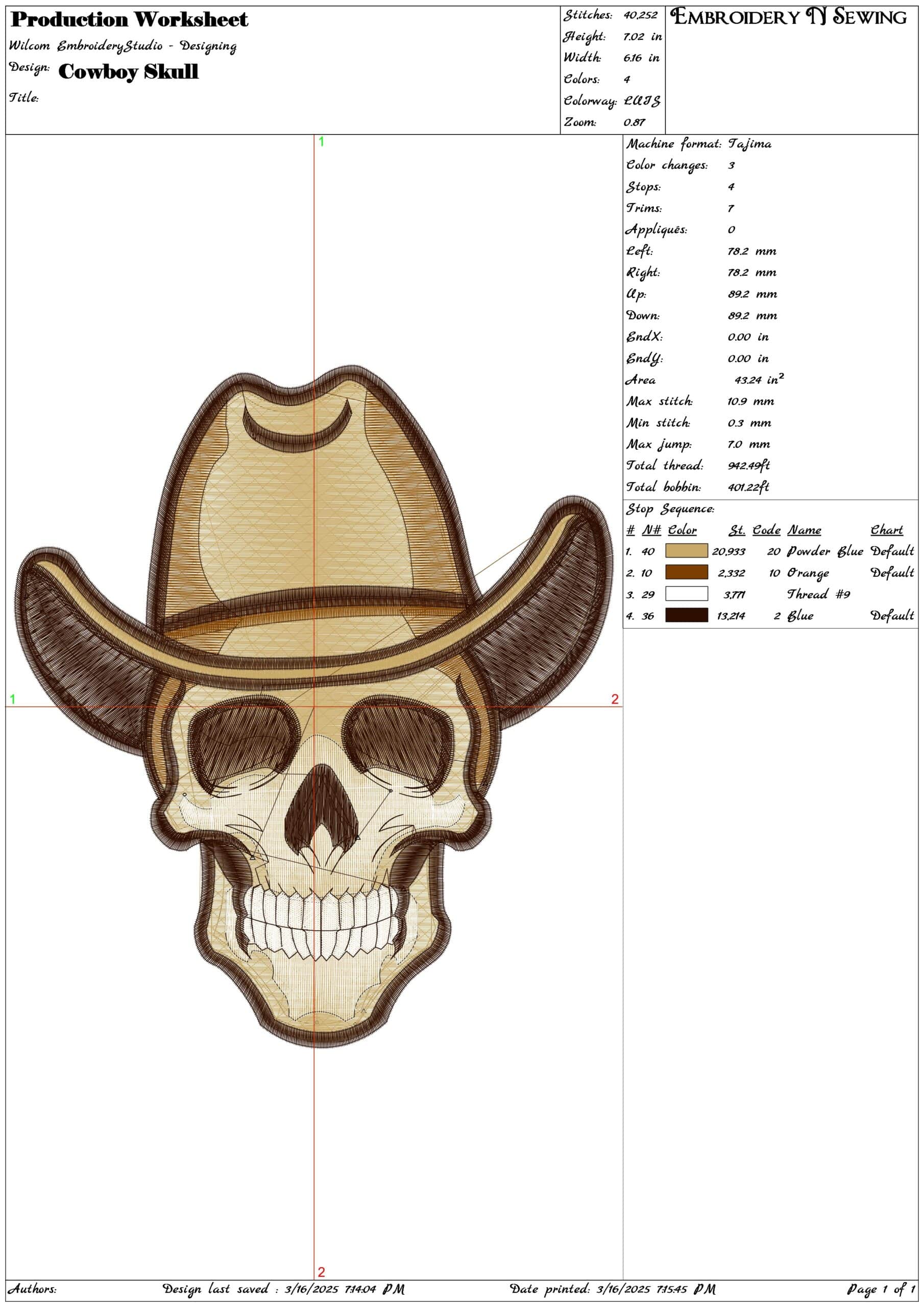 Cowboy Skull- Elegant embroidery design file - instant download — view 3