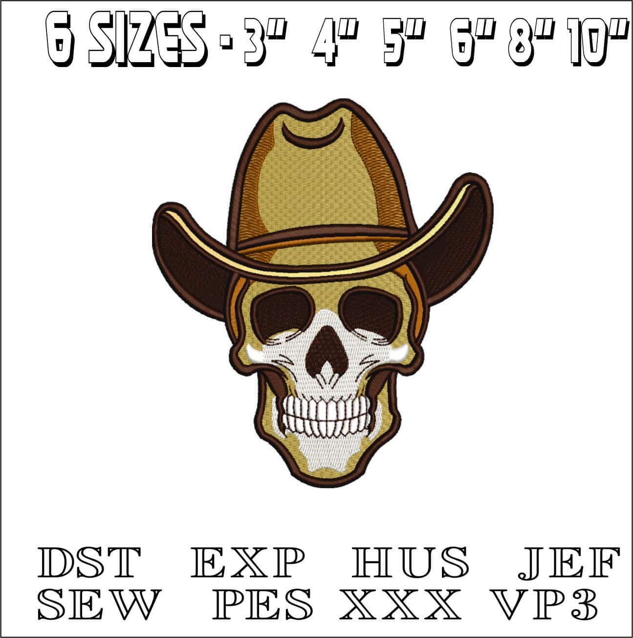 Cowboy Skull- Elegant embroidery design file - instant download — view 2