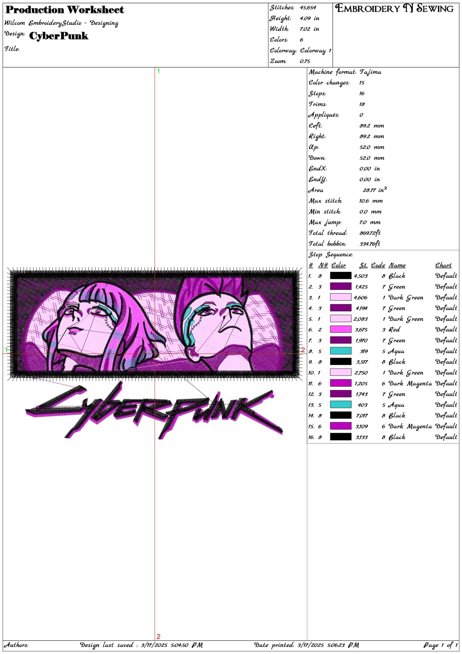 Cyber Punk- Elegant embroidery design file - instant download — view 3